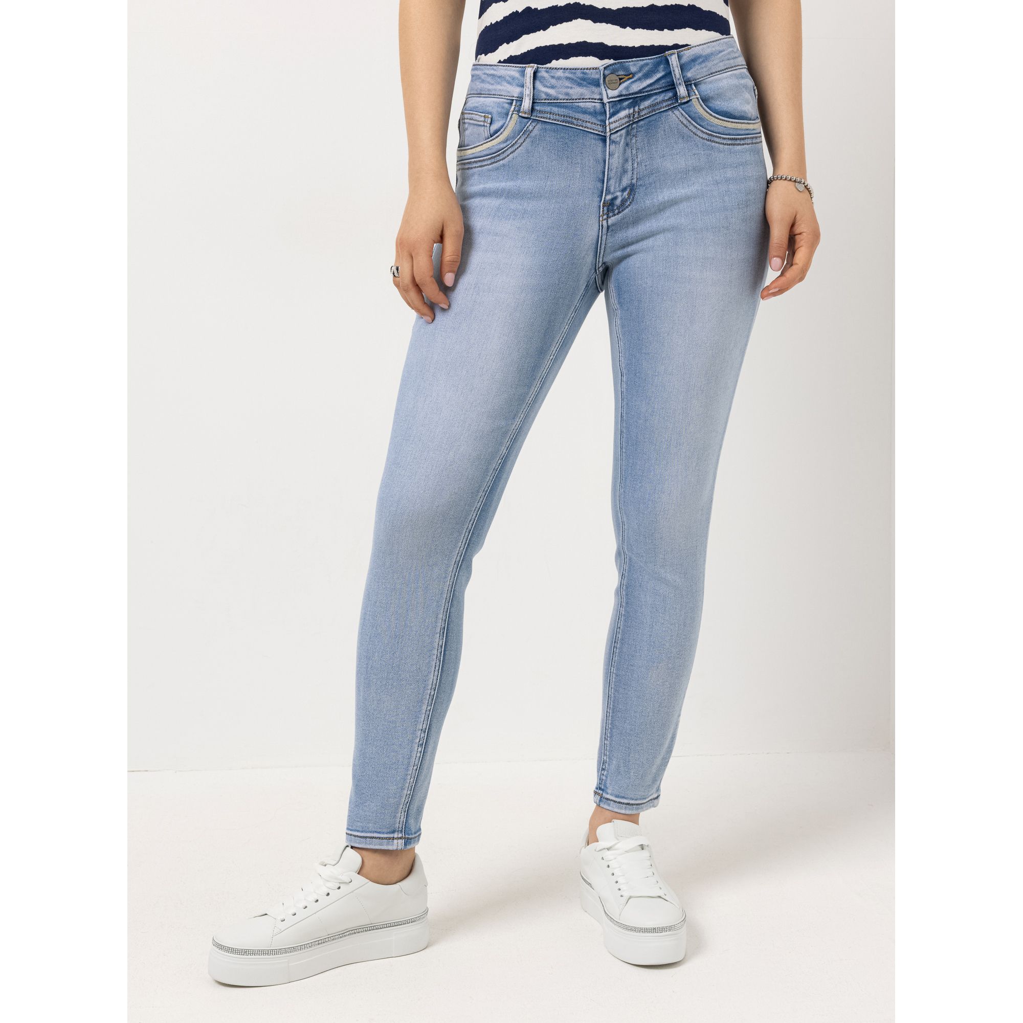 STEFFEN SCHRAUT Jeanshose knöchellang Strickerei sehr schmales Bein