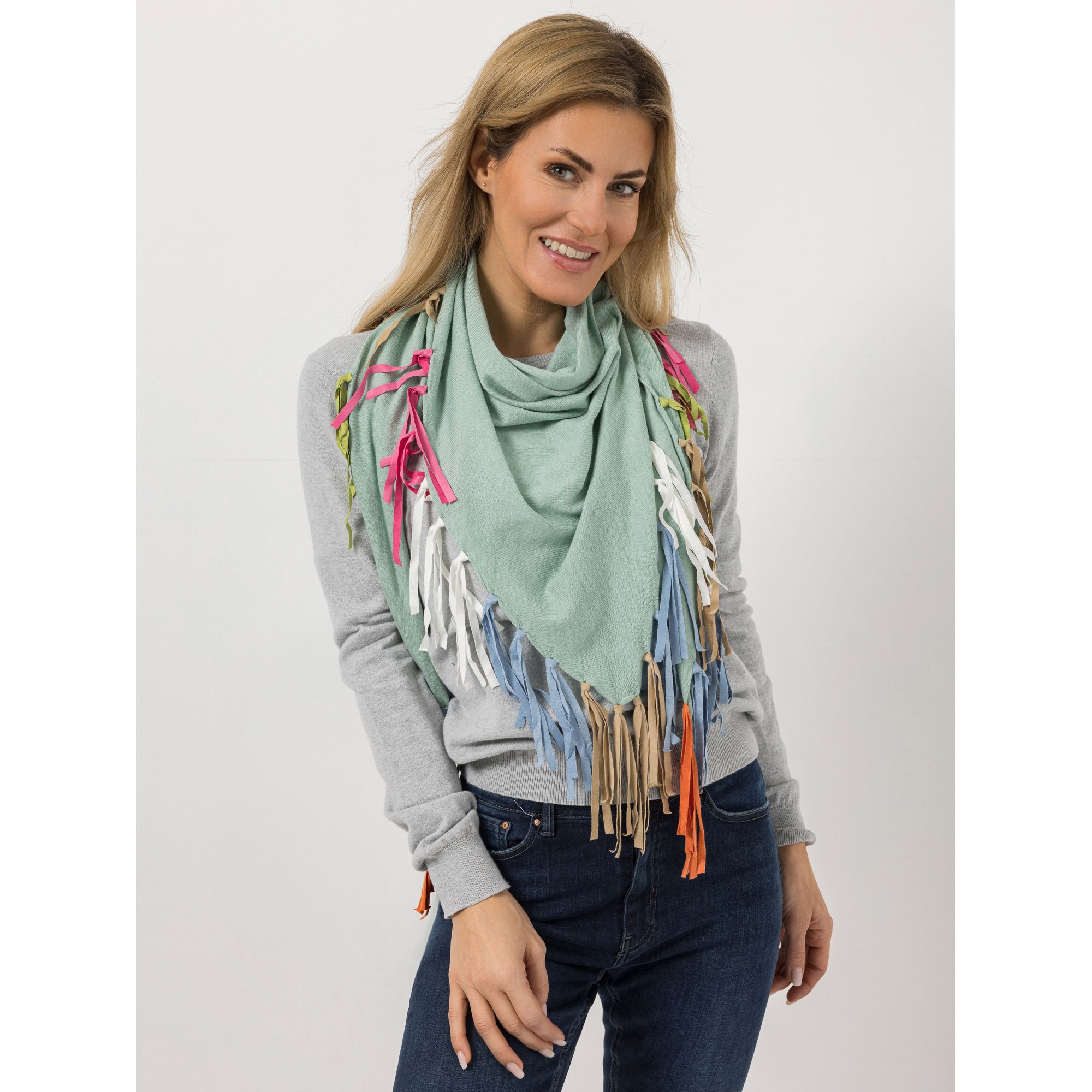 DINE 'N' DANCE Dreieckstuch Velourfransen 72x176cm