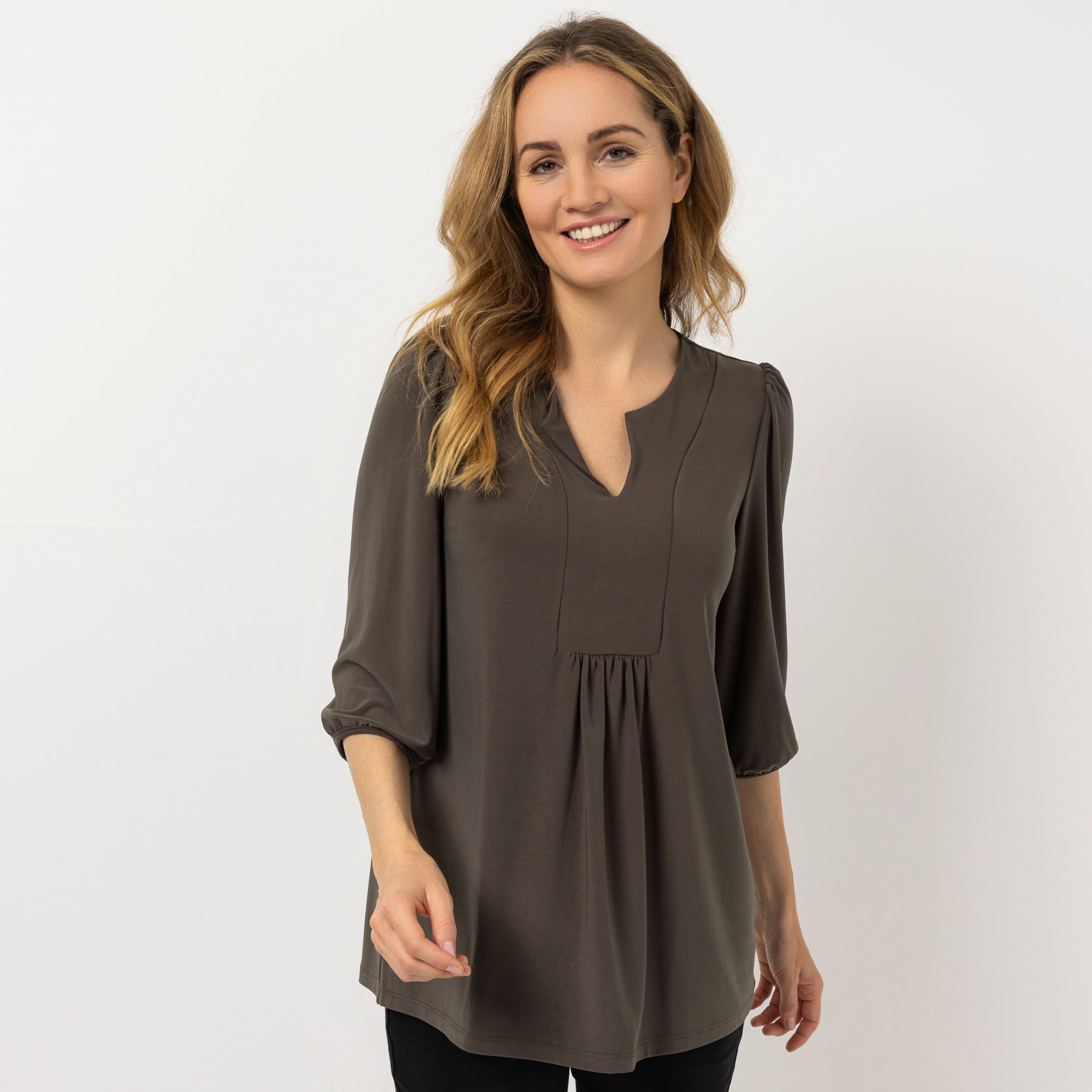 KIM & CO. Shirt, 3/4-Arm Deluxe Brazil Knit Tunika-Form figurumspielend