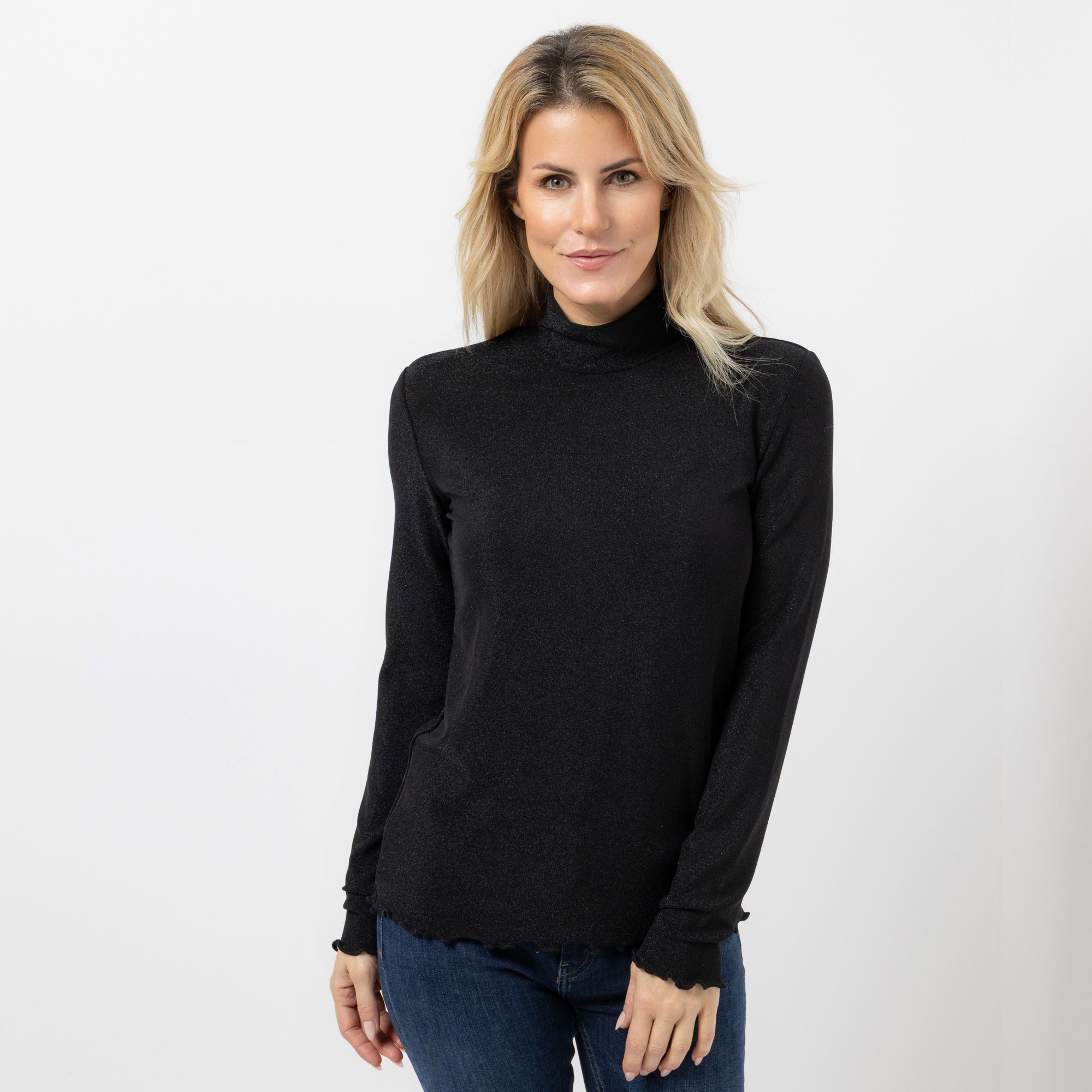 EVA LUTZ Shirt Stehkragen Effektgarn figurbetont