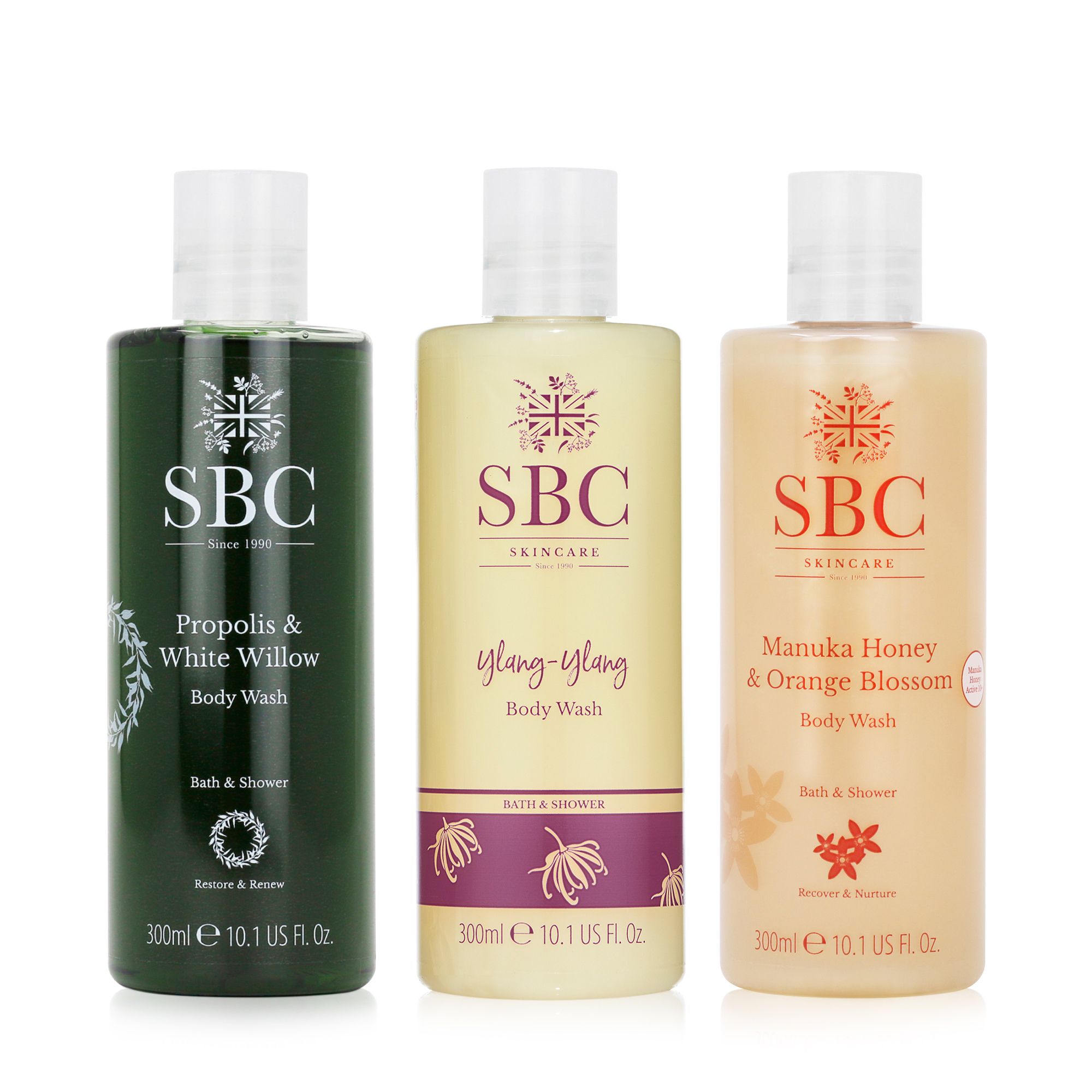 SBC Manuka Honey, Ylang-Ylang, Propolis & White Willow Body Wash Trio 3x300ml