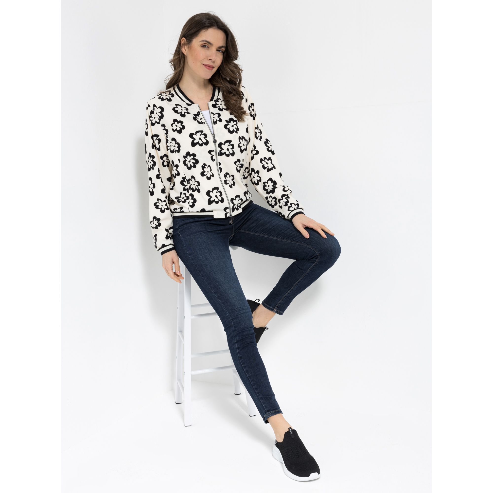 EVA LUTZ Blouson Reissverschluss Rippbund-Abschlüsse figurumspielend