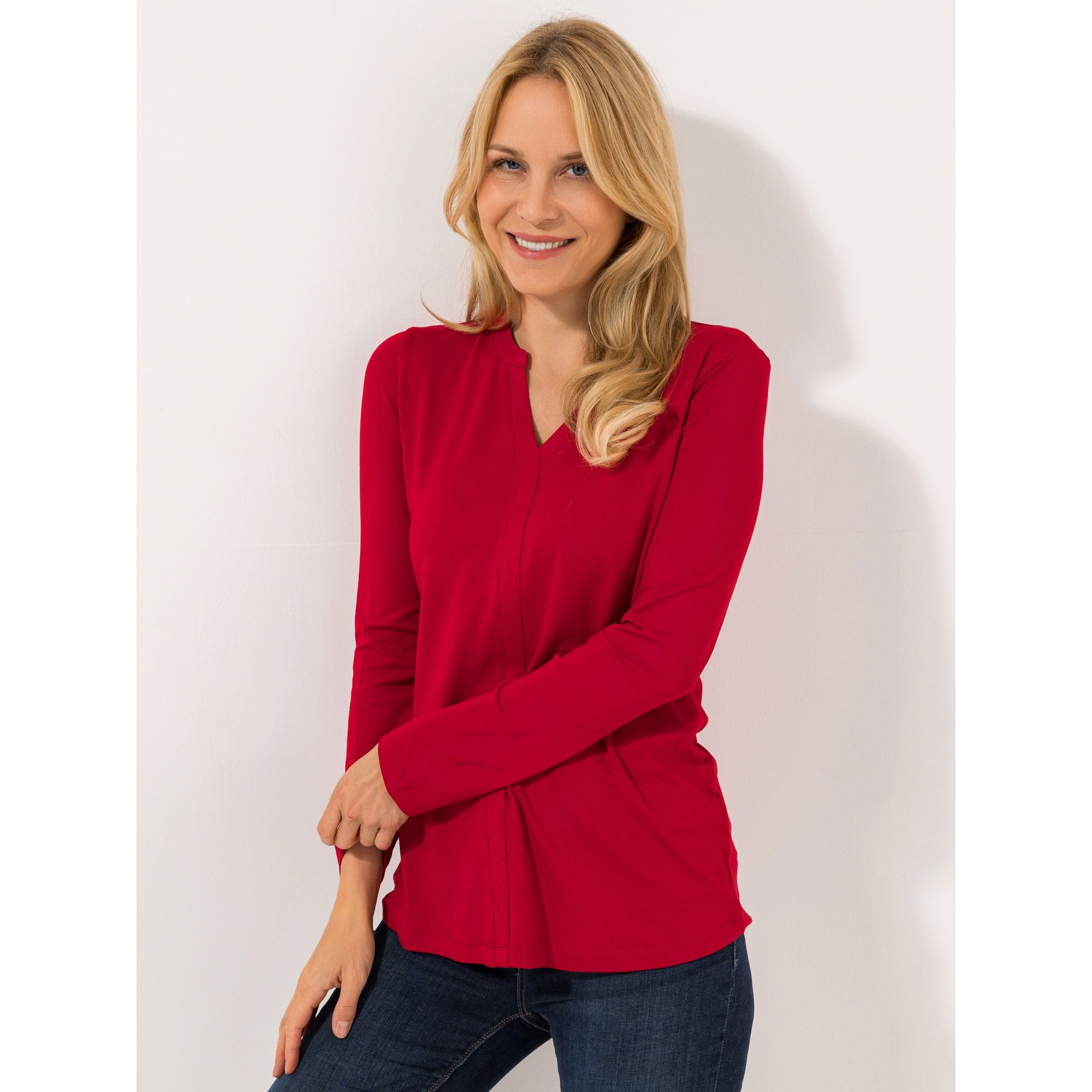 DINE 'N' DANCE Shirt Serafinokragen Zierblende leger weit