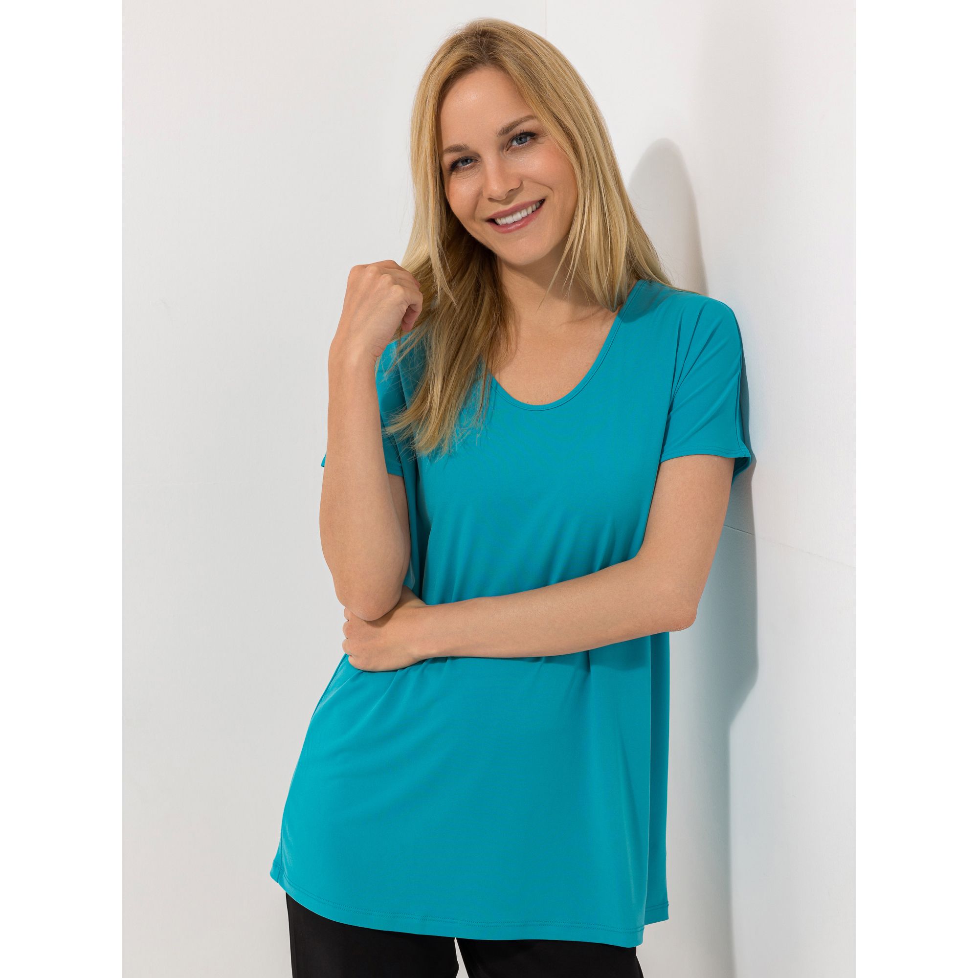 KIM & CO. Long-Shirt, 1/2-Arm Brazil Knit Jersey V-Ausschnitt figurumspielend