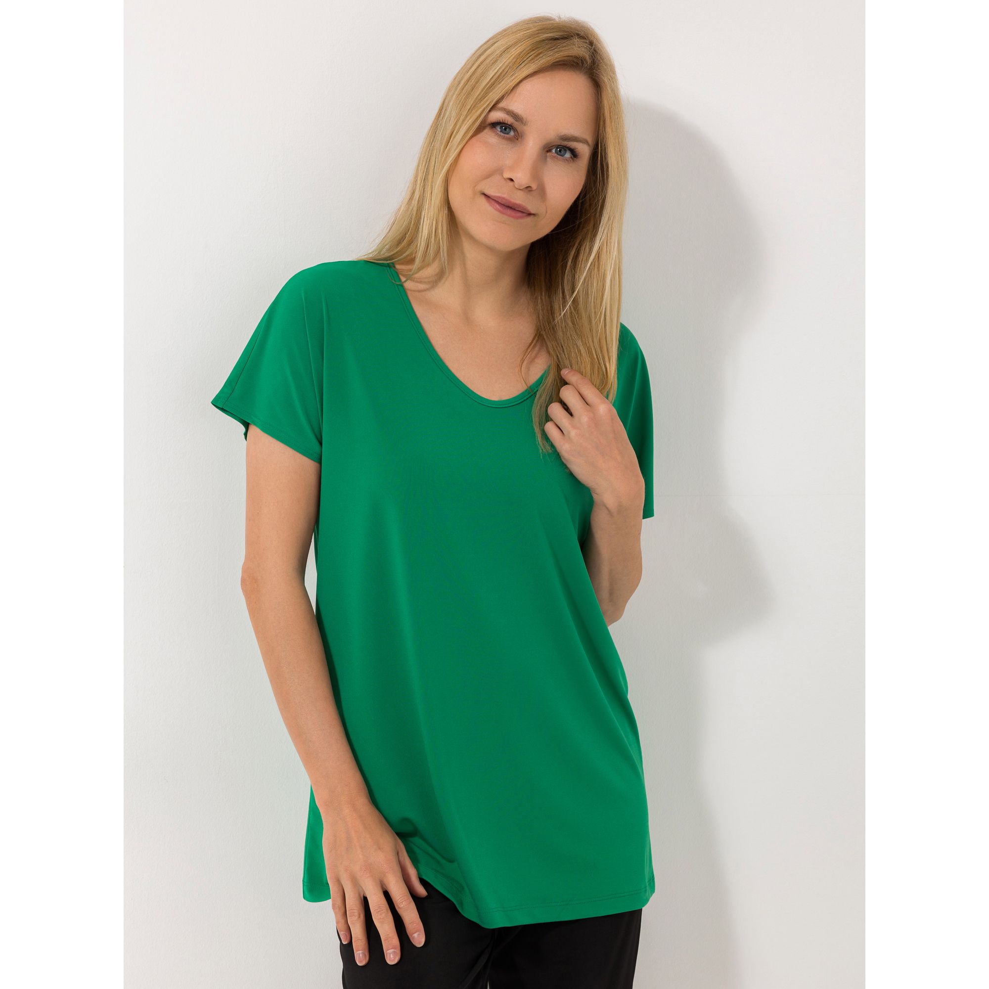 KIM & CO. Long-Shirt, 1/2-Arm Brazil Knit Jersey V-Ausschnitt figurumspielend