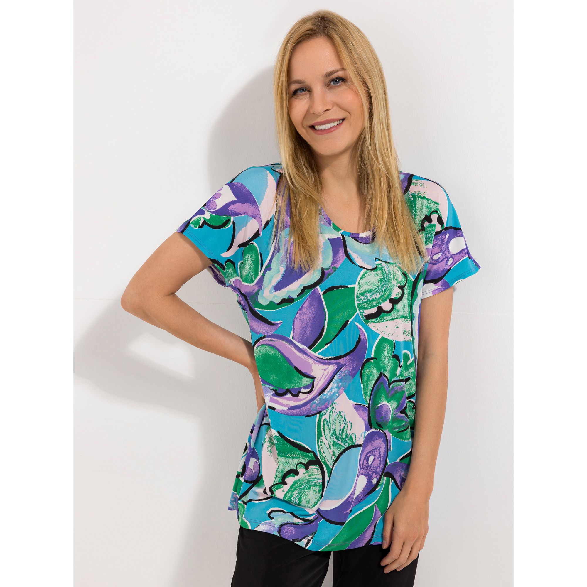 KIM & CO. Long-Shirt, 1/2-Arm Brazil Knit Jersey V-Ausschnitt figurumspielend