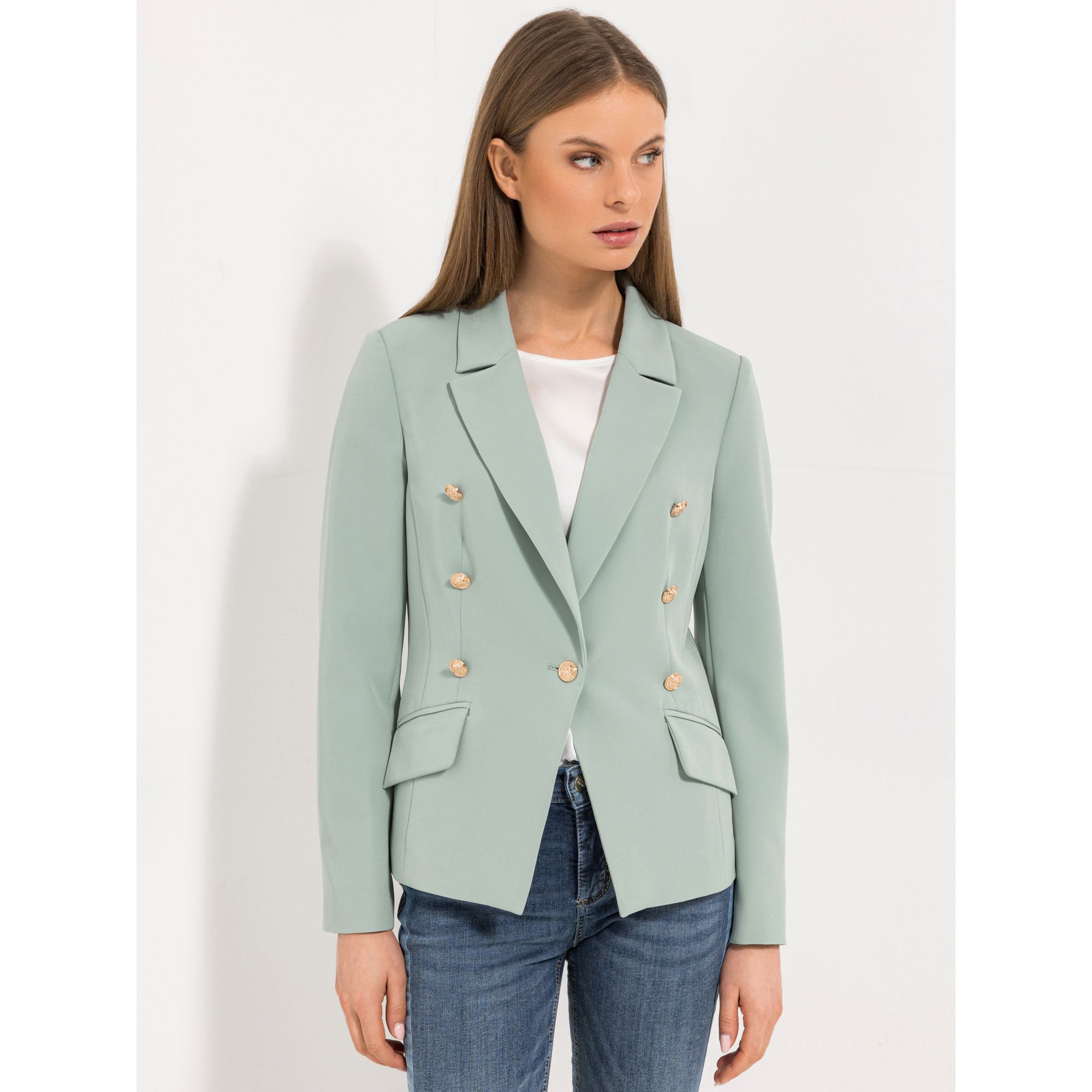 STEFFEN SCHRAUT Blazer Madrid Schmuckknöpfe bedrucktes Futter figurbetont