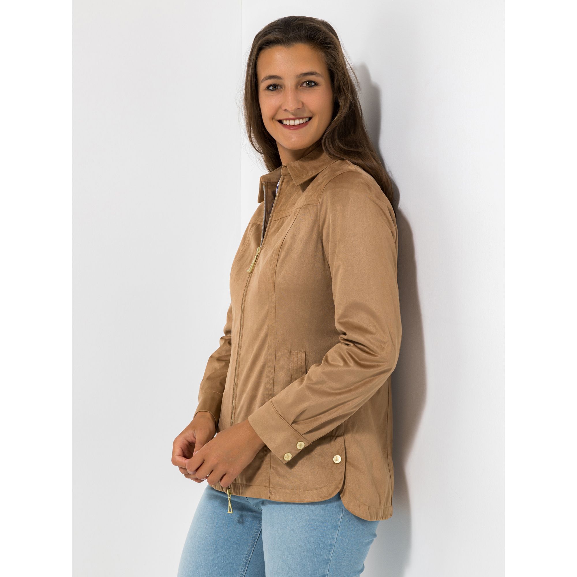 DAWID by Dawid Tomaszewski Blusenjacke, Kragen Velourslederoptik figurumspielend