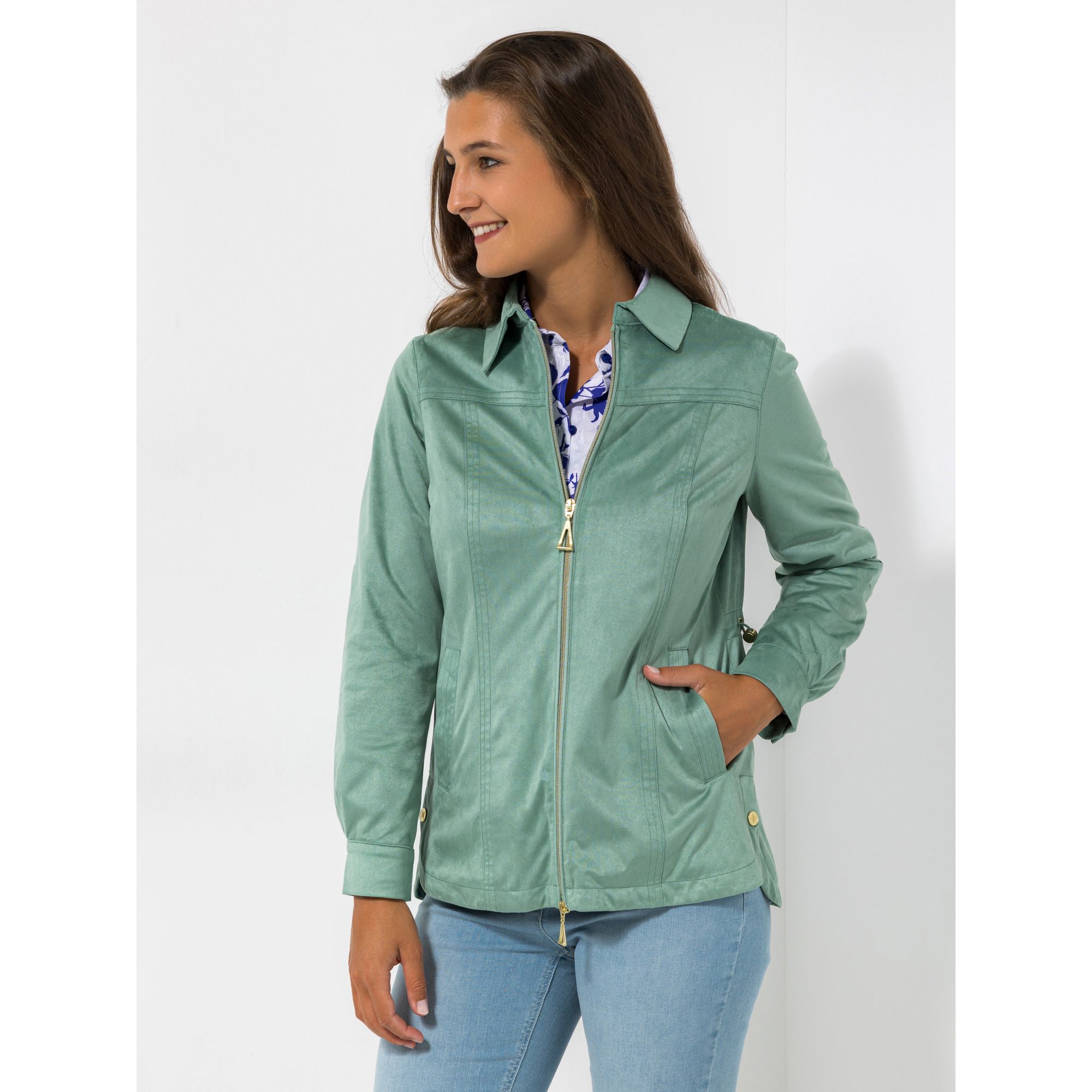 DAWID by Dawid Tomaszewski Blusenjacke, Kragen Velourslederoptik figurumspielend