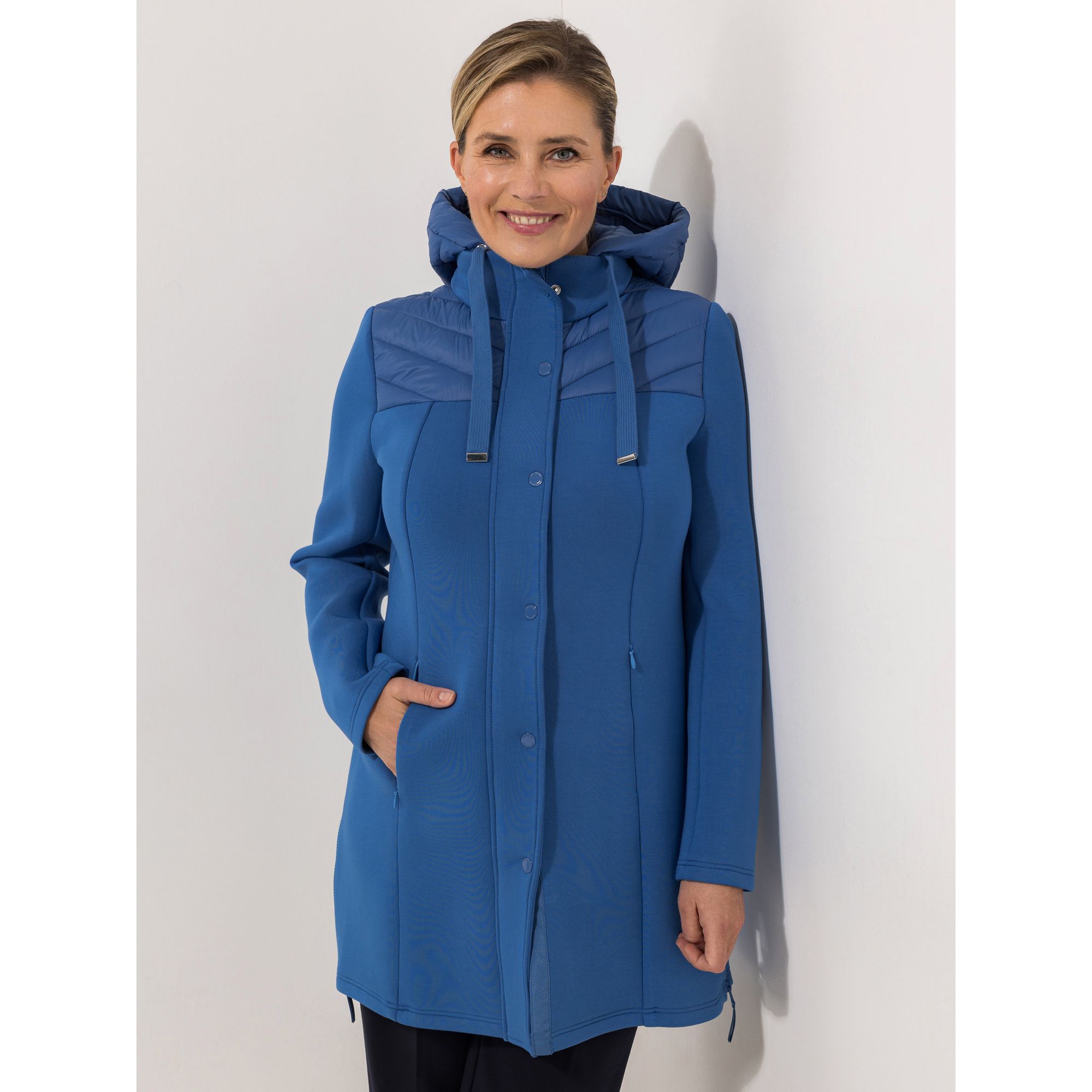 STRANDFEIN Longjacke Material-Mix Stepp und Scuba figurumspielend