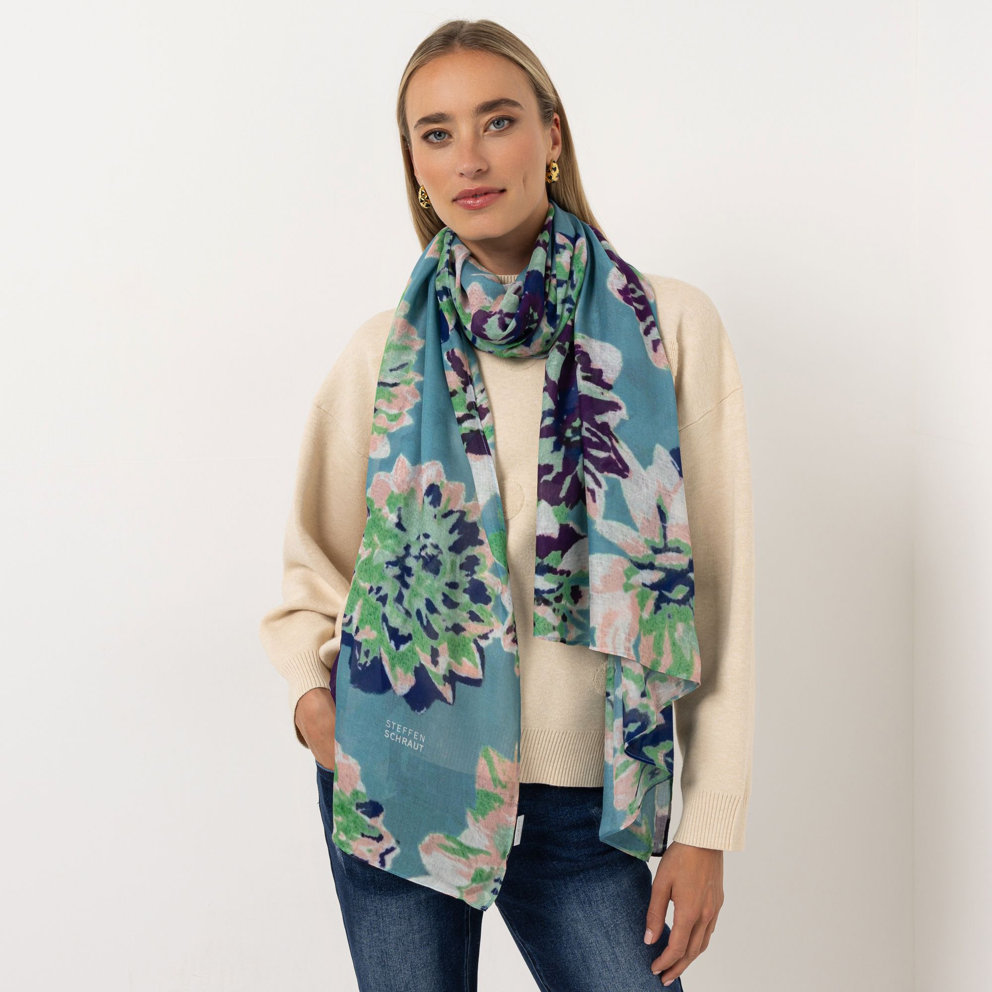 STEFFEN SCHRAUT Schal Biarritz Allover-Druck aus ECOVERO Viskose ca. 100x200cm
