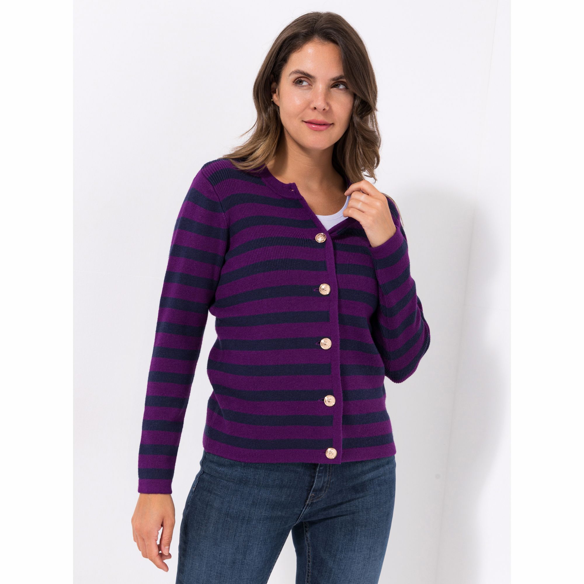 ANNI FOR FRIENDS Cardigan, 1/1-Arm Rippenstruktur Knopfleiste figurbetont