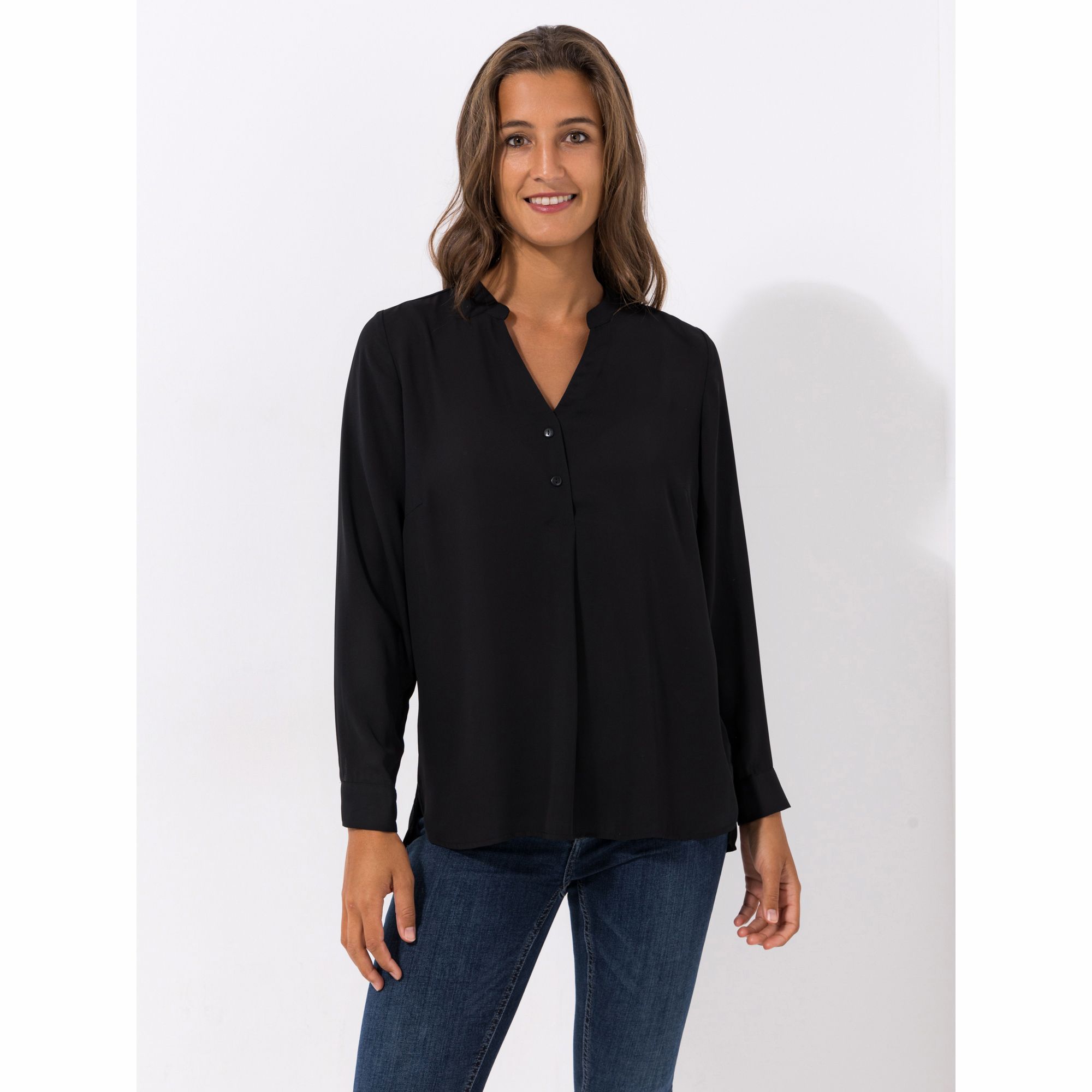 DINE 'N' DANCE Bluse, 1/1-Arm Manschetten halbe Knopfleiste leger weit