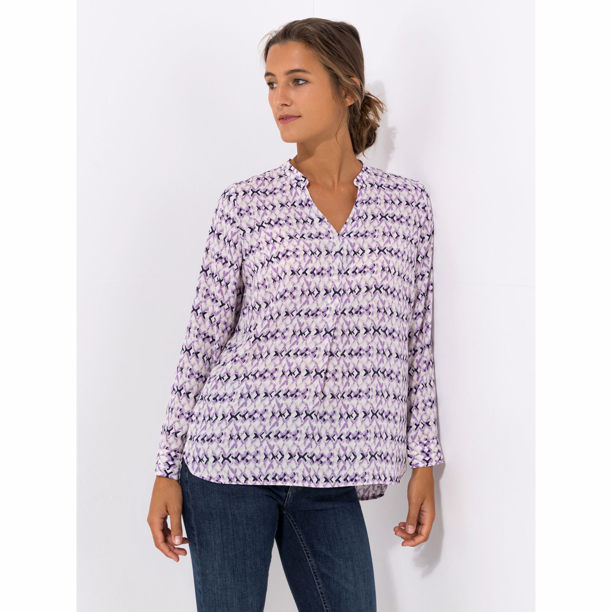 DINE 'N' DANCE Bluse, 1/1-Arm Manschetten halbe Knopfleiste leger weit