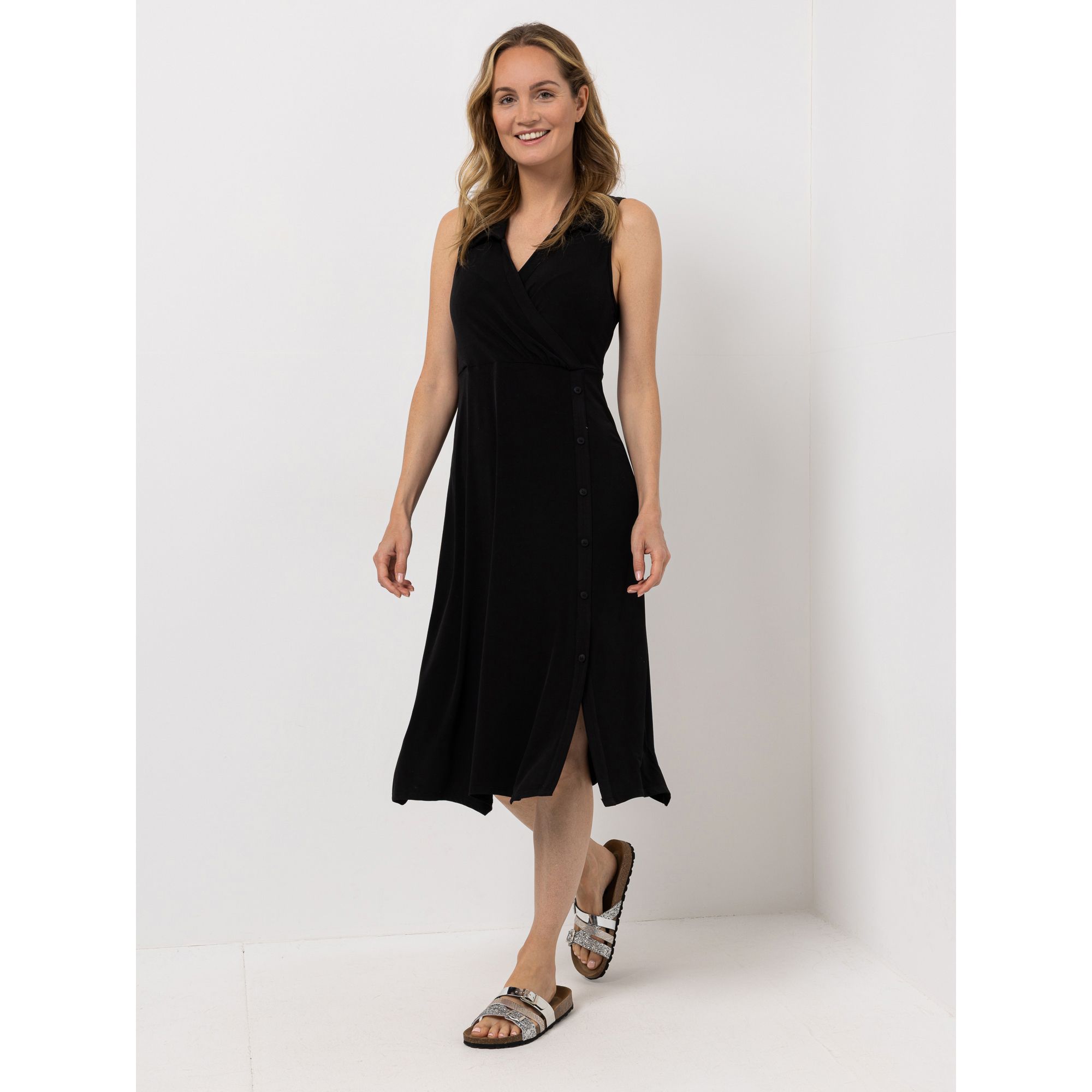 KIM & CO. Kleid, ohne Ärmel Brazil Knit Jersey Knopfleiste kniebedeckende Länge