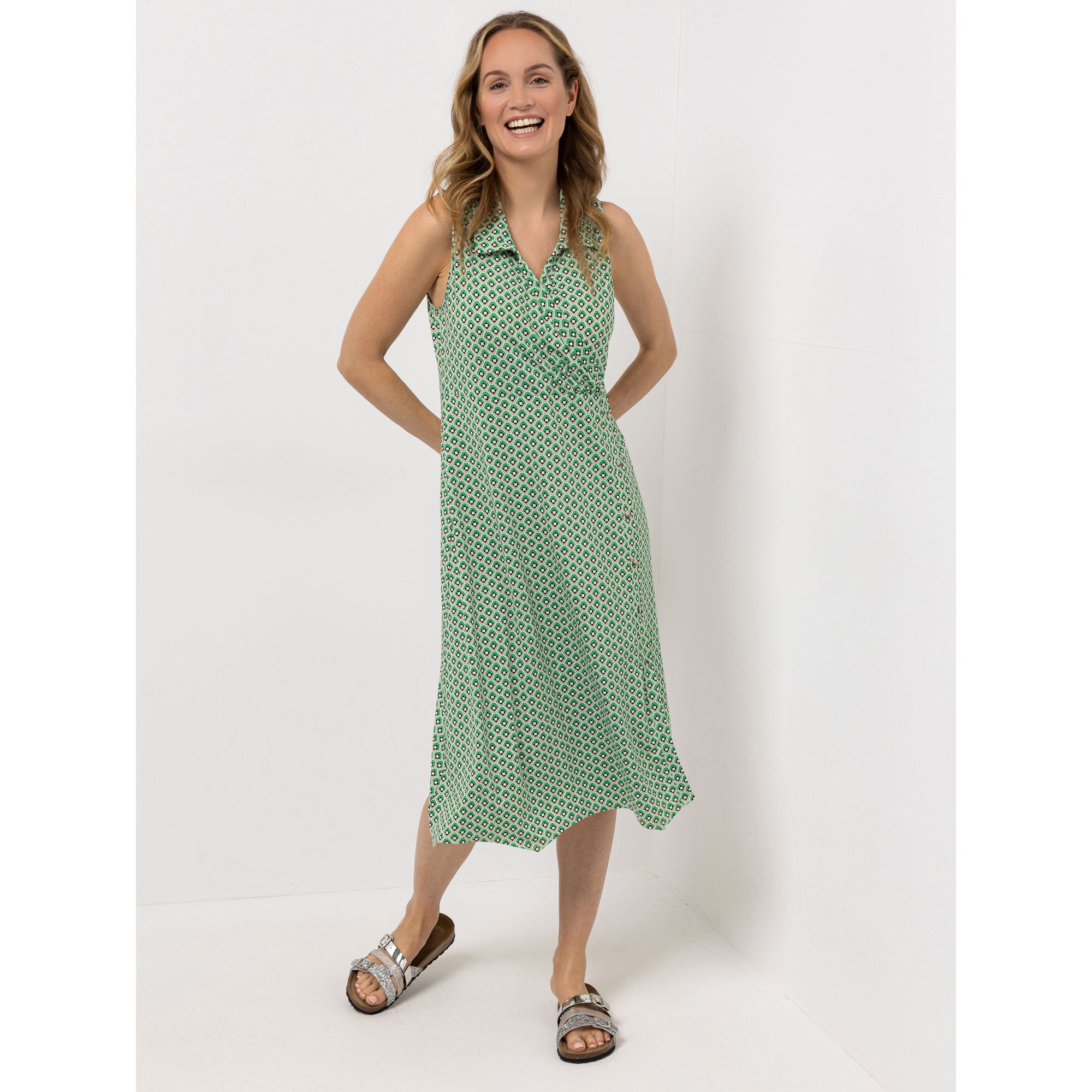 KIM & CO. Kleid, ohne Ärmel Brazil Knit Jersey Knopfleiste kniebedeckende Länge