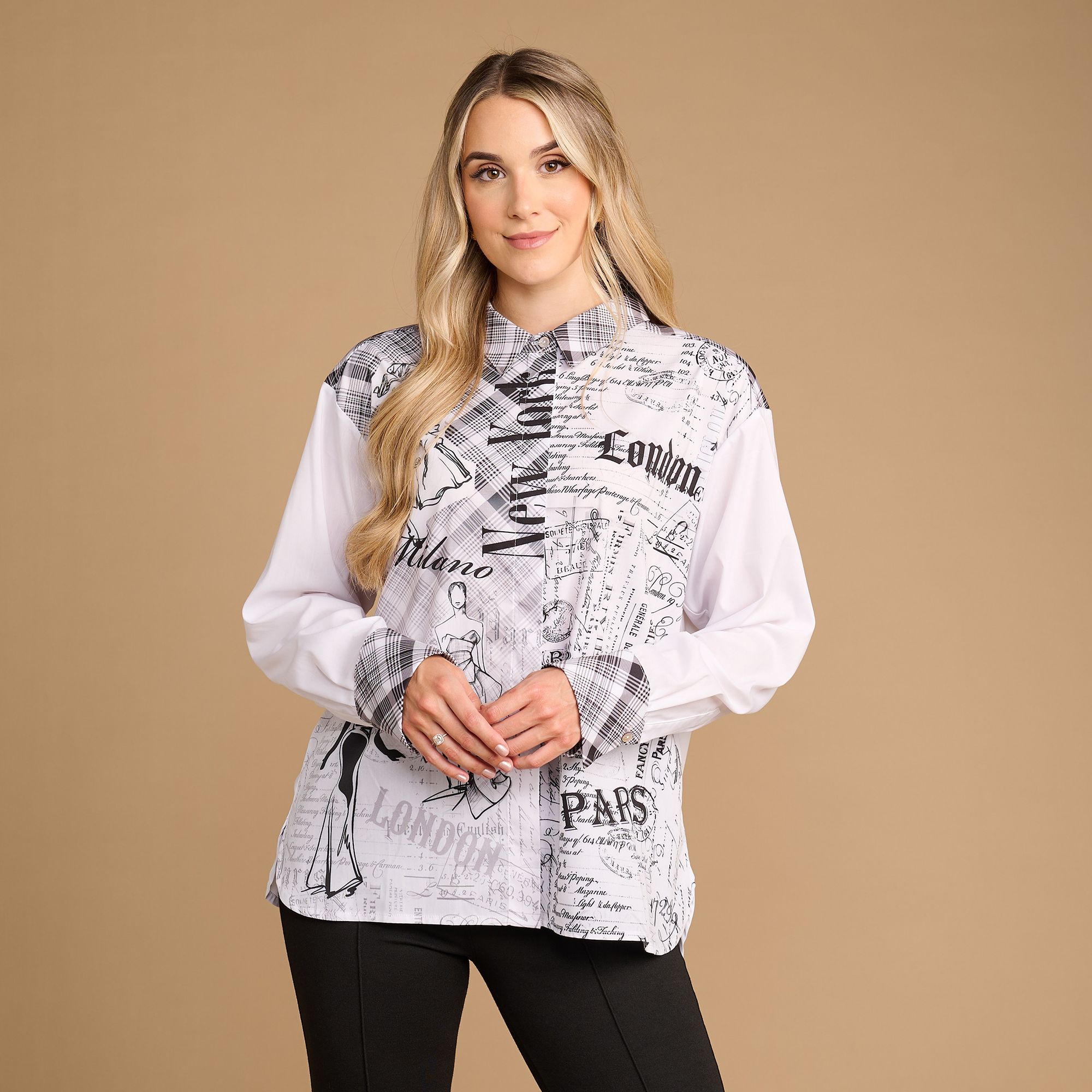SCHIFFHAUER MUNICH® Bluse White Blouse Art Logoknöpfe figurumspielend