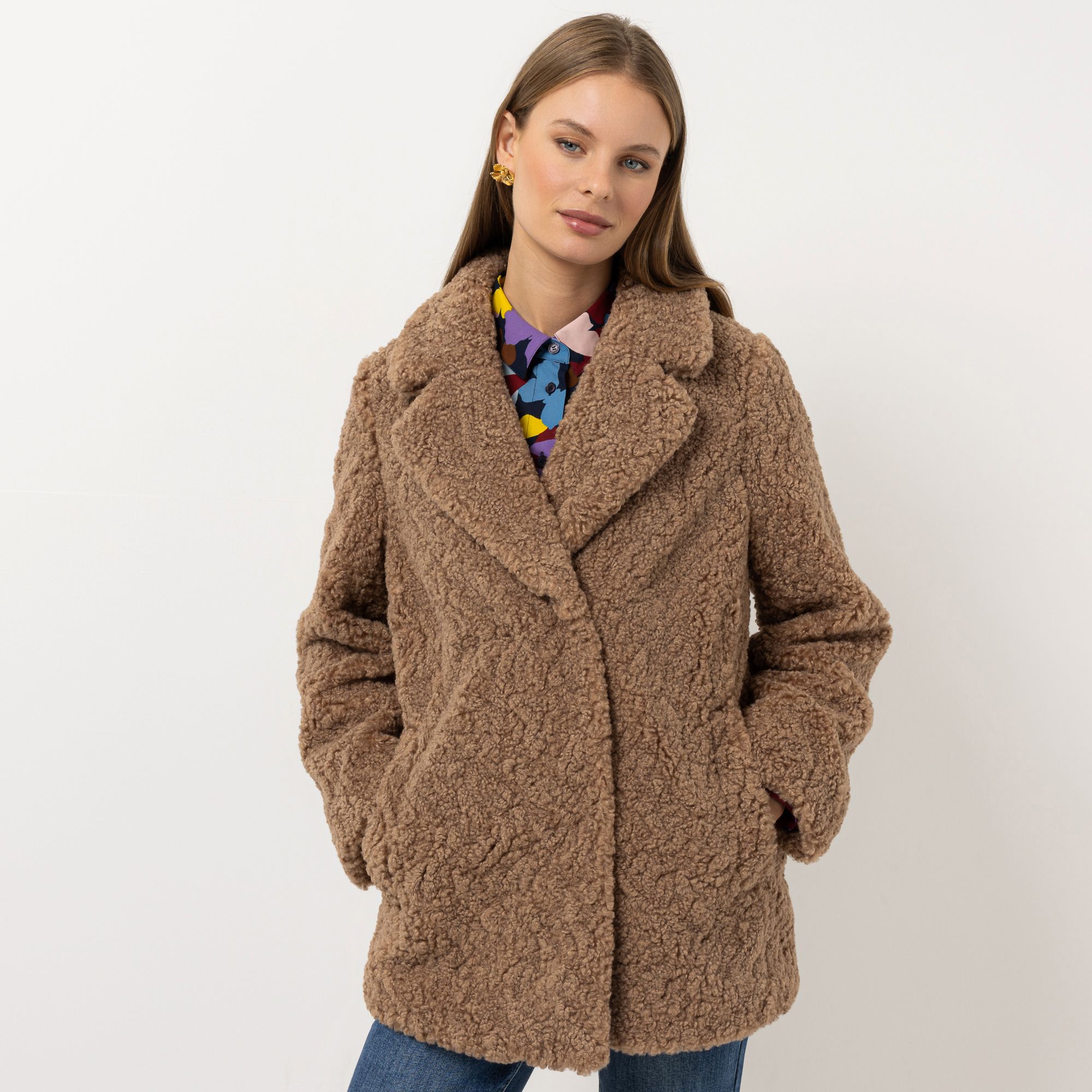 STEFFEN SCHRAUT Teddyjacke Reverskragen Leistentaschen figurumspielend