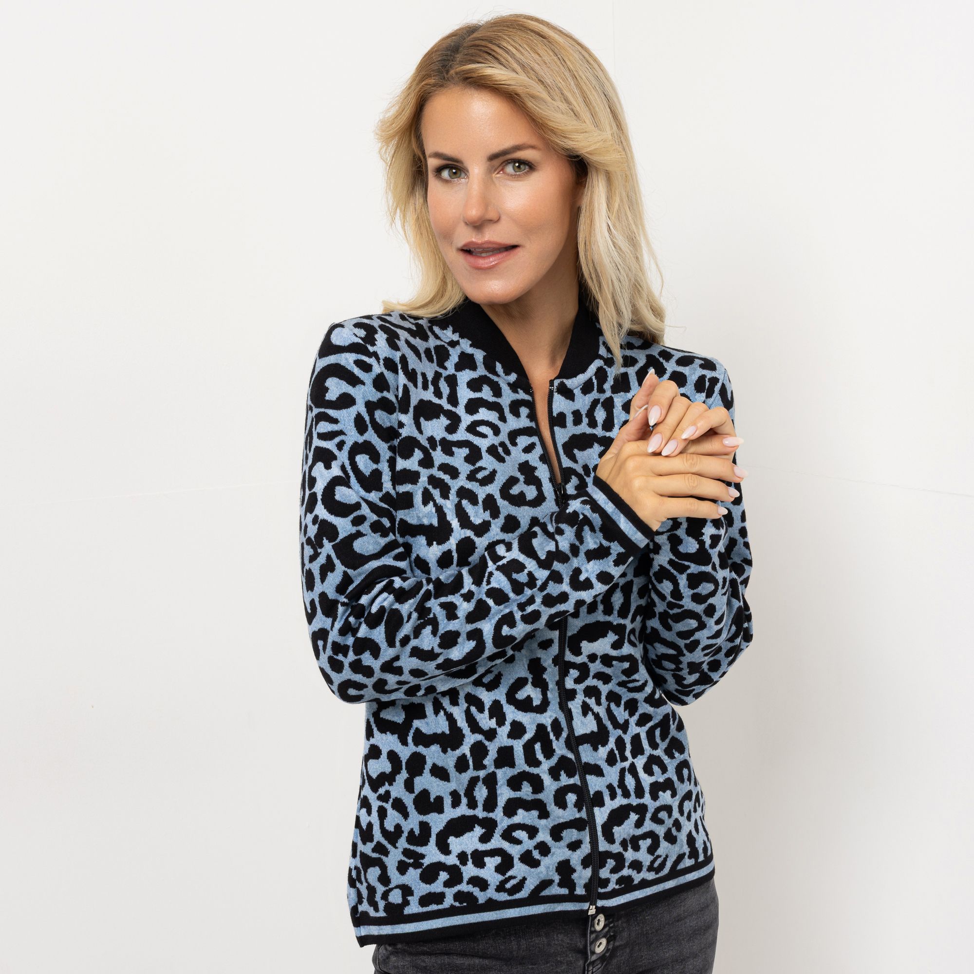 DINE 'N' DANCE Cardigan, 1/1-Arm mit Reißverschluss Jacquard-Strick figurumspielend