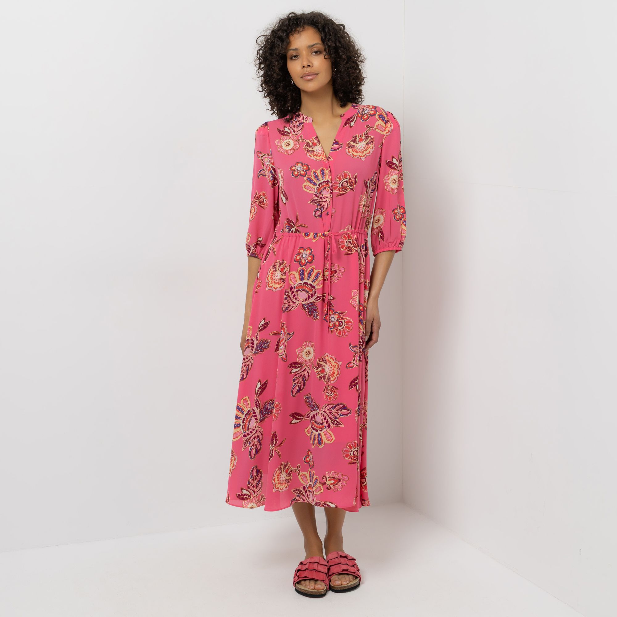 STEFFEN SCHRAUT Kleid, 3/4-Arm Serafino-Ausschnitt Bindeband in Taille leger weit