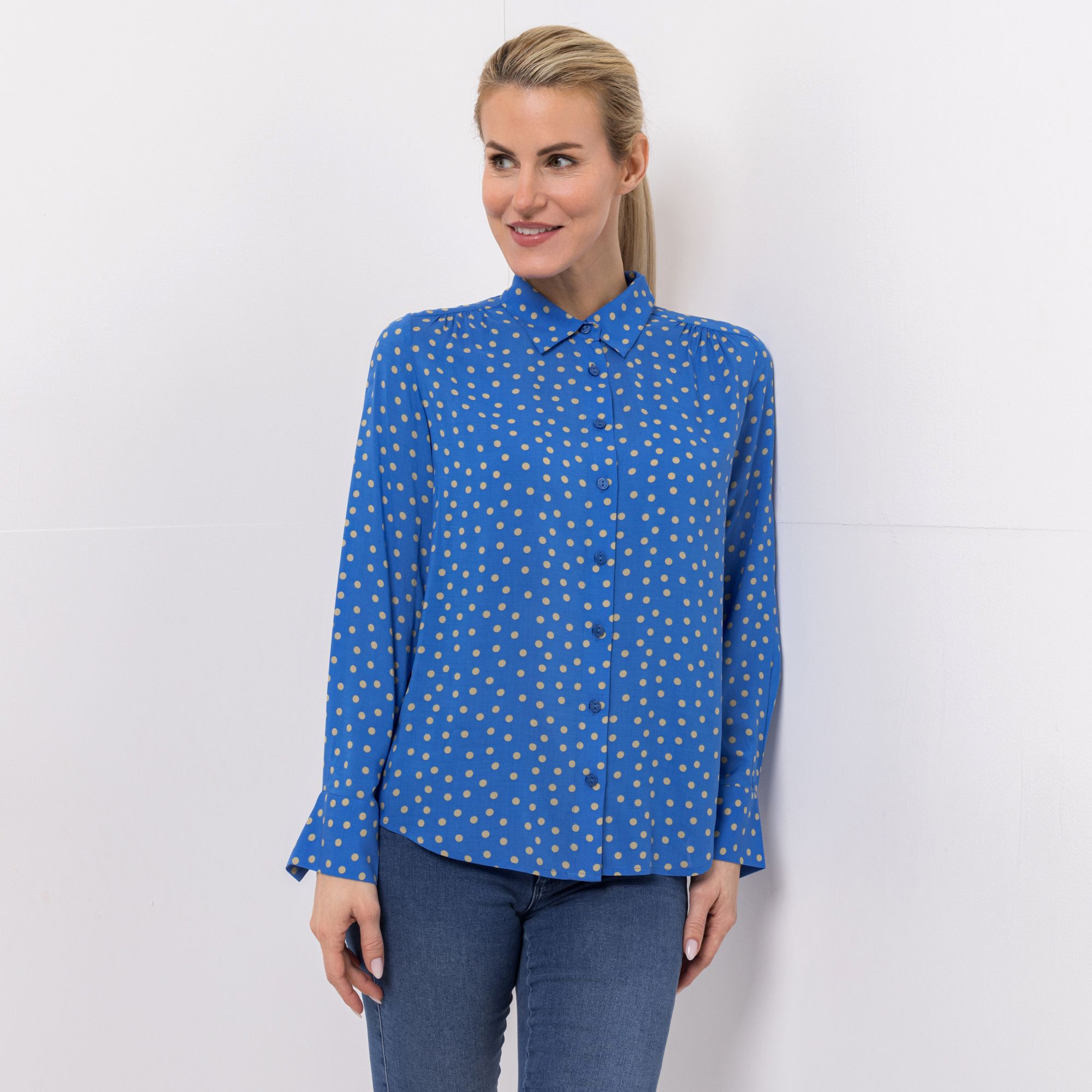 EVA LUTZ Bluse Hemdblusenkragen aus ECOVERO Viskose leger weit