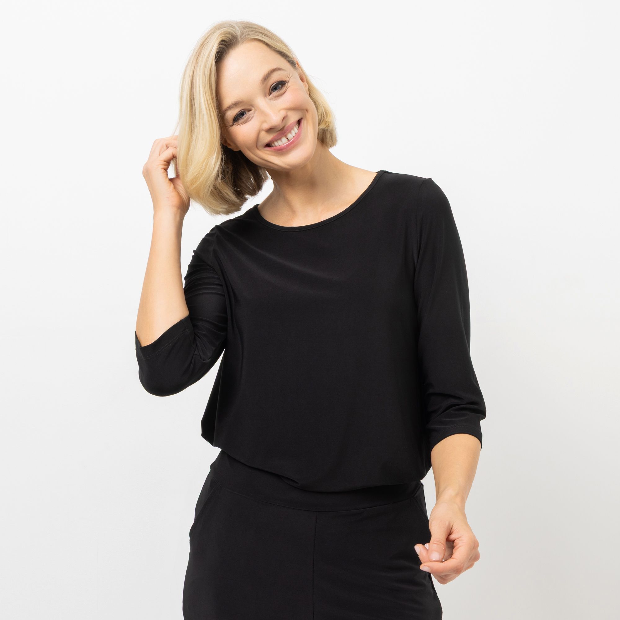 KIM & CO. Shirt, 3/4-Arm Brazil Knit Jersey Rundhalsausschnitt figurumspielend