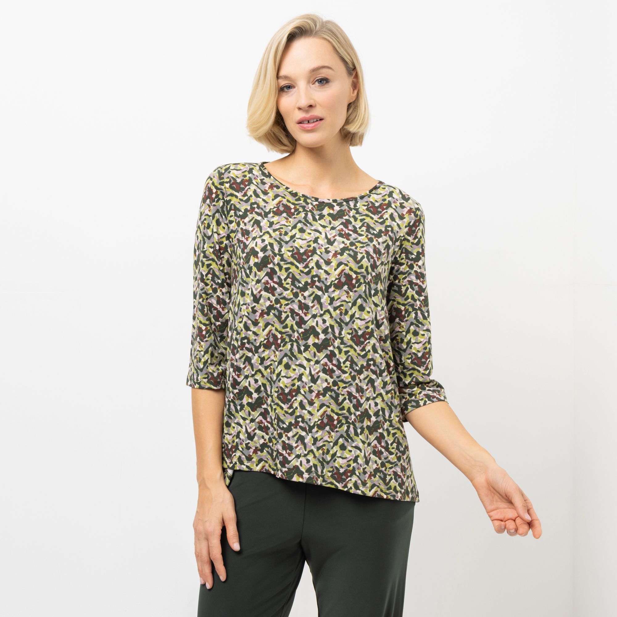KIM & CO. Shirt, 3/4-Arm Brazil Knit Jersey Rundhalsausschnitt figurumspielend