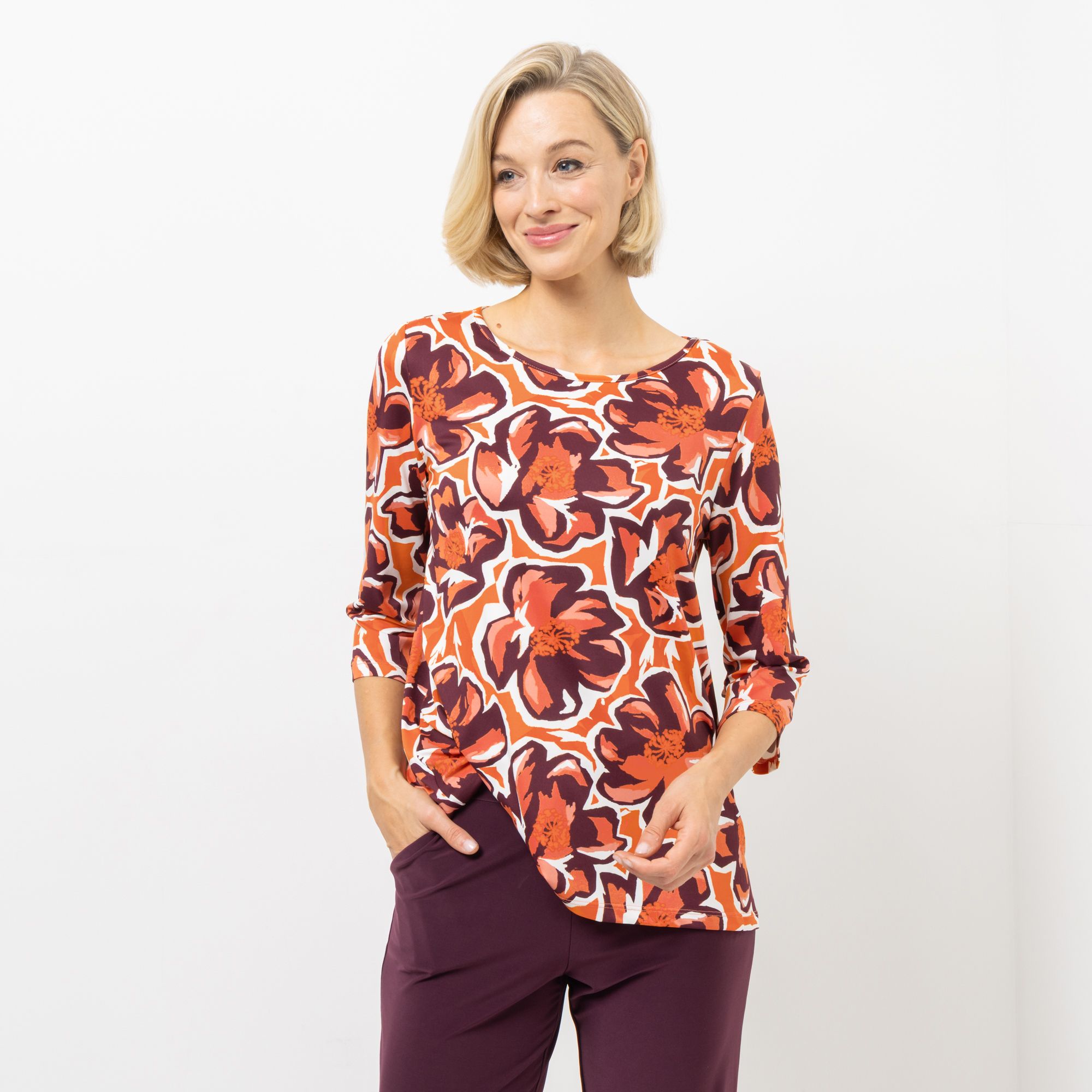 KIM & CO. Shirt, 3/4-Arm Brazil Knit Jersey Rundhalsausschnitt figurumspielend