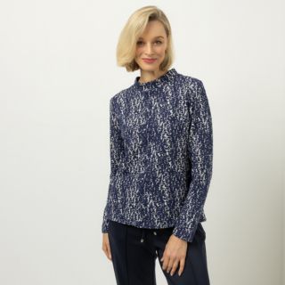 ANNA VON GRIESHEIM Shirt, langarm Stehkragen Allover-Struktur figurumspielend