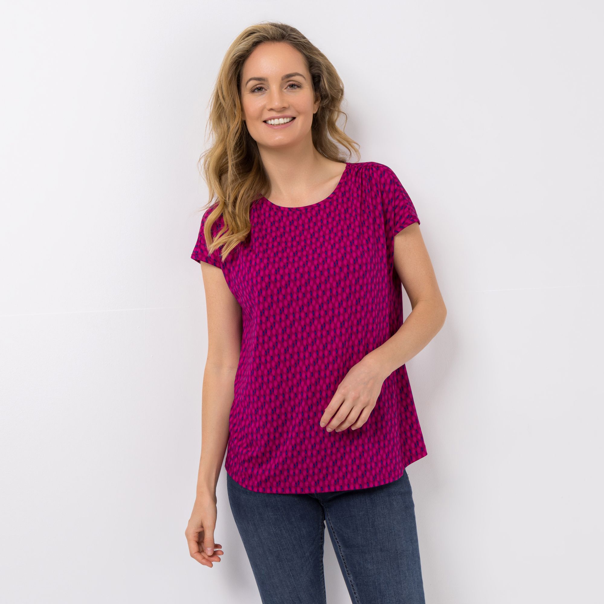 KIM & CO. Shirt, 1/4-Arm Brazil Knit Jersey Kräuselung Schulter figurumspielend