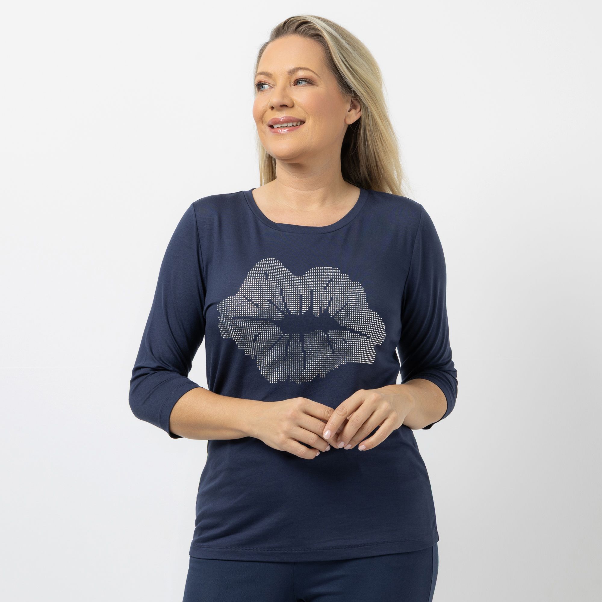 KILIAN KERNER SENSES Shirt, 3/4-Arm Strass-Kuss OEKO-TEX®Standard 100 figurumspielend