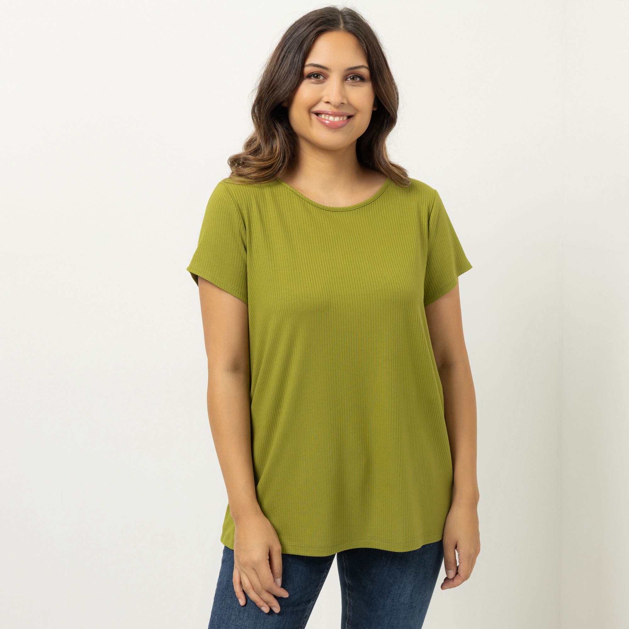 KIM & CO. Shirt, 1/2-Arm Viskose-Rippjersey Rundhalsausschnitt figurumspielend