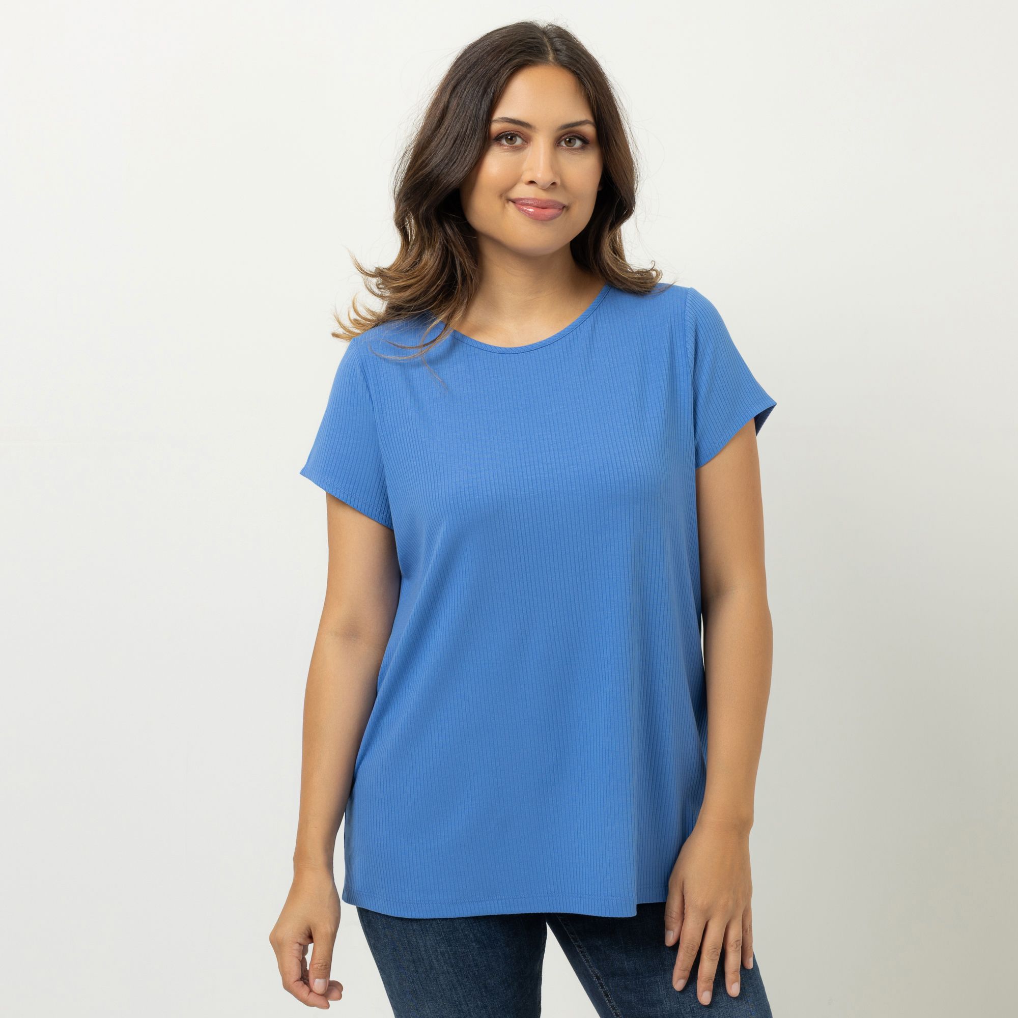 KIM & CO. Shirt, 1/2-Arm Viskose-Rippjersey Rundhalsausschnitt figurumspielend