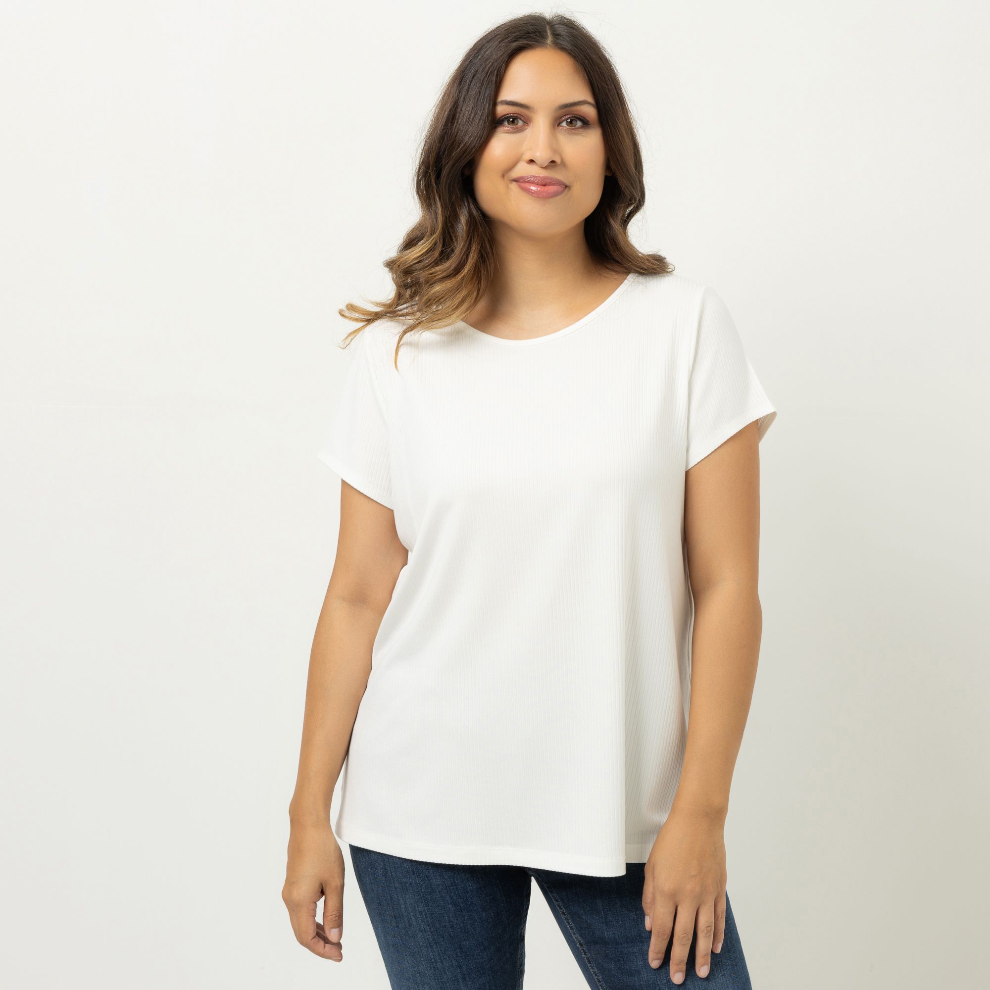 KIM & CO. Shirt, 1/2-Arm Viskose-Rippjersey Rundhalsausschnitt figurumspielend