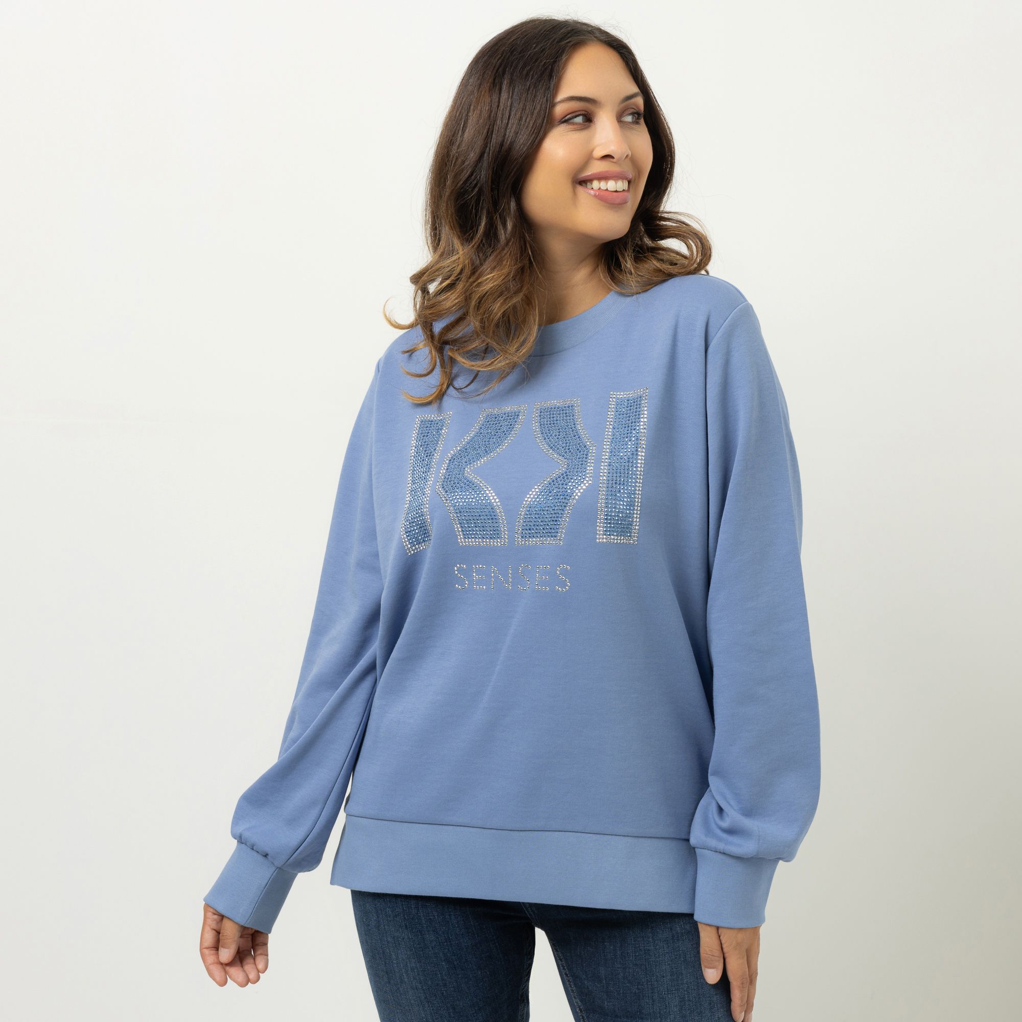 KILIAN KERNER SENSES Sweatshirt, Langarm Strass-Applikation Reißverschlüsse leger weit