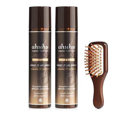 ahuhu organic hair care Trockenshampoo Boost it up! Spray 2x 300ml Travel Paddle Brush