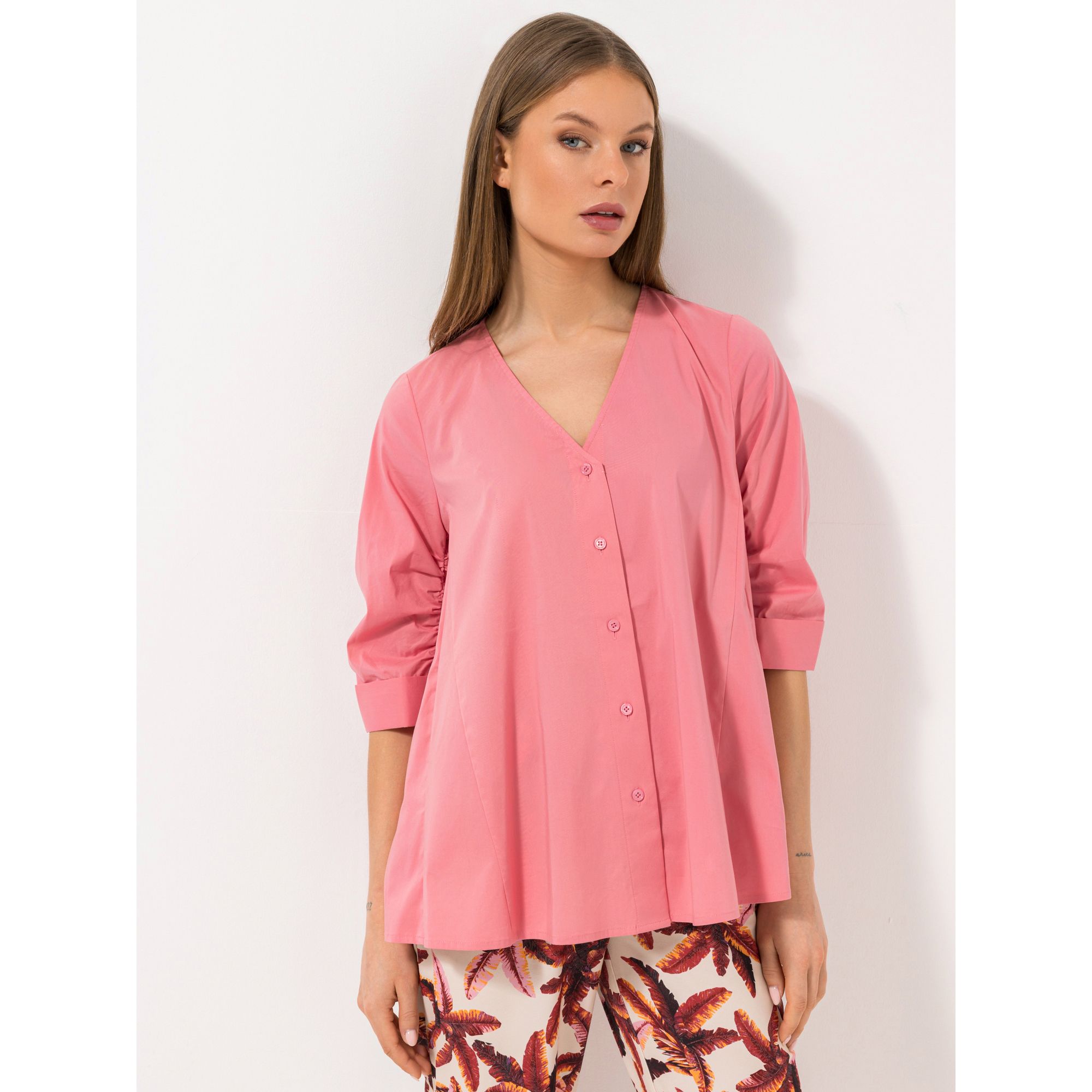 STEFFEN SCHRAUT Bluse, Florenz 3/4-Arm, V-Ausschnitt geraffte Ärmel leger weit