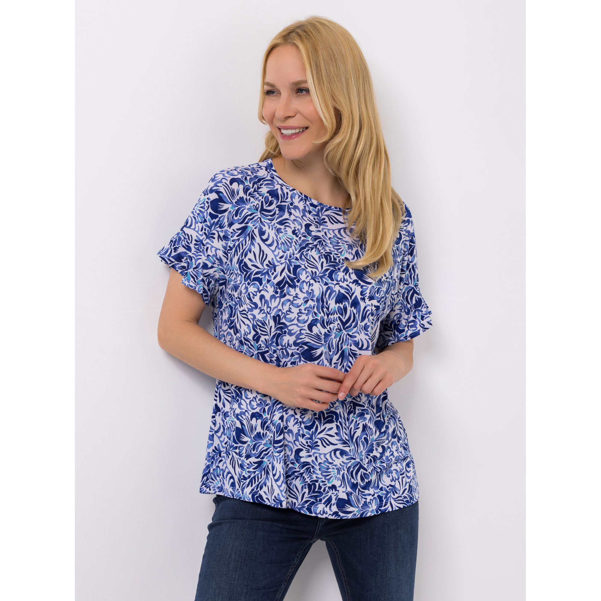 KIM & CO. Shirt, 1/2-Arm Brazil Knit Jersey Volant am Ärmelsaum figurumspielend