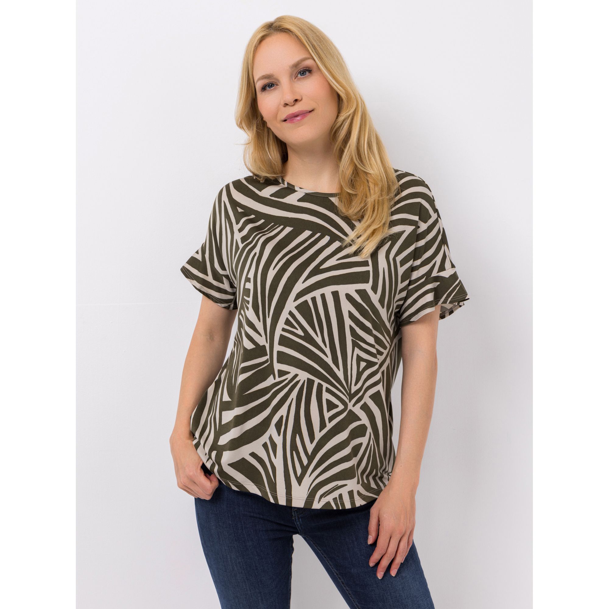 KIM & CO. Shirt, 1/2-Arm Brazil Knit Jersey Volant am Ärmelsaum figurumspielend