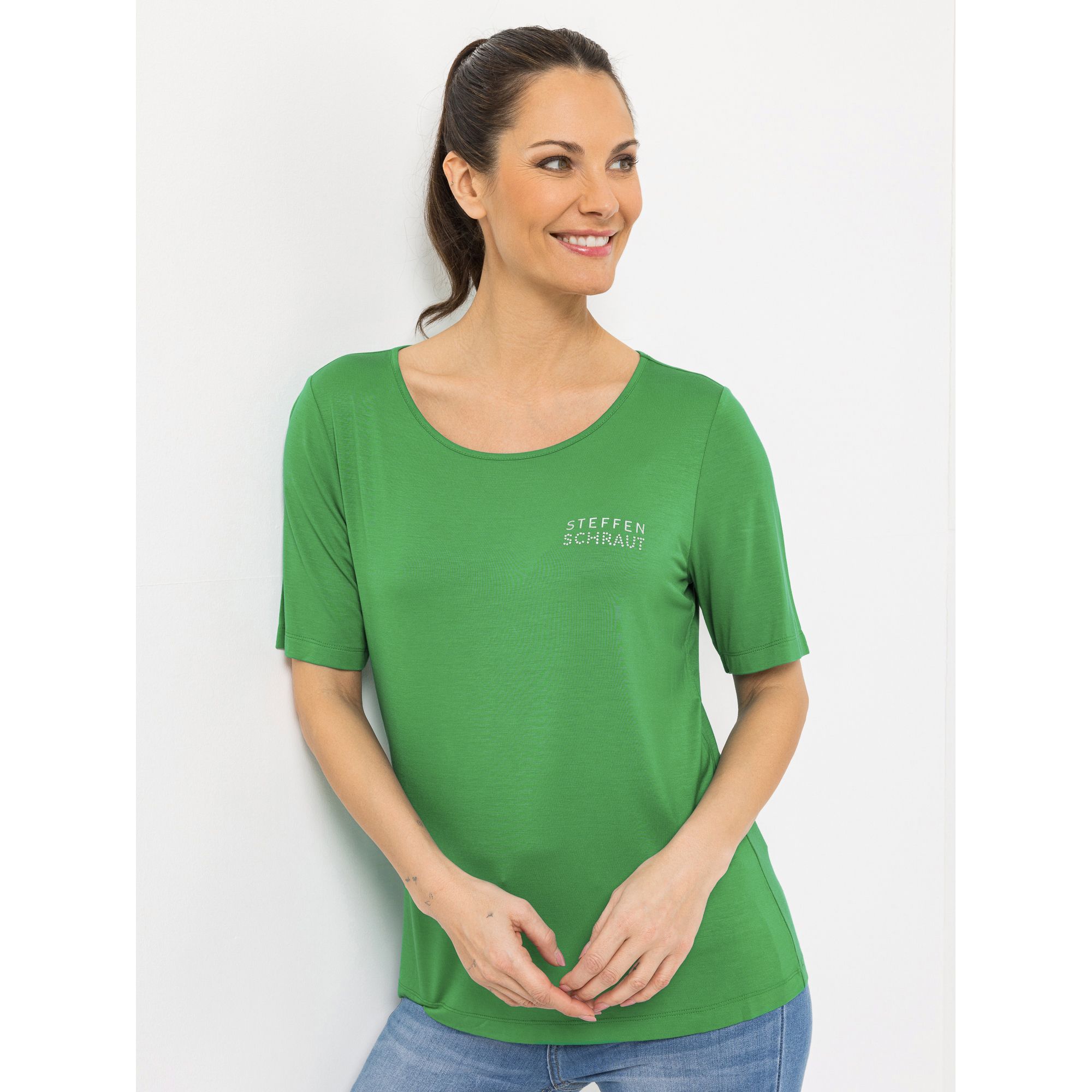 STEFFEN SCHRAUT Shirt Ibiza 1/2-Arm Strass-Detail mit ECOVERO Viskose figurumspielend