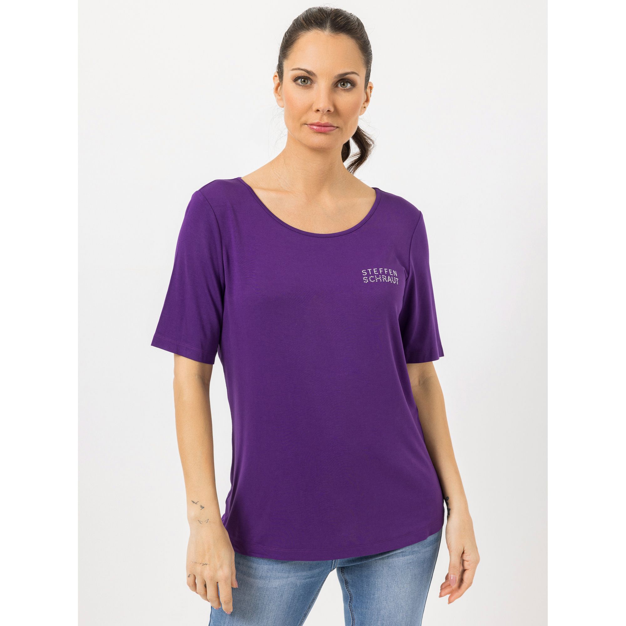 STEFFEN SCHRAUT Shirt Ibiza 1/2-Arm Strass-Detail mit ECOVERO Viskose figurumspielend