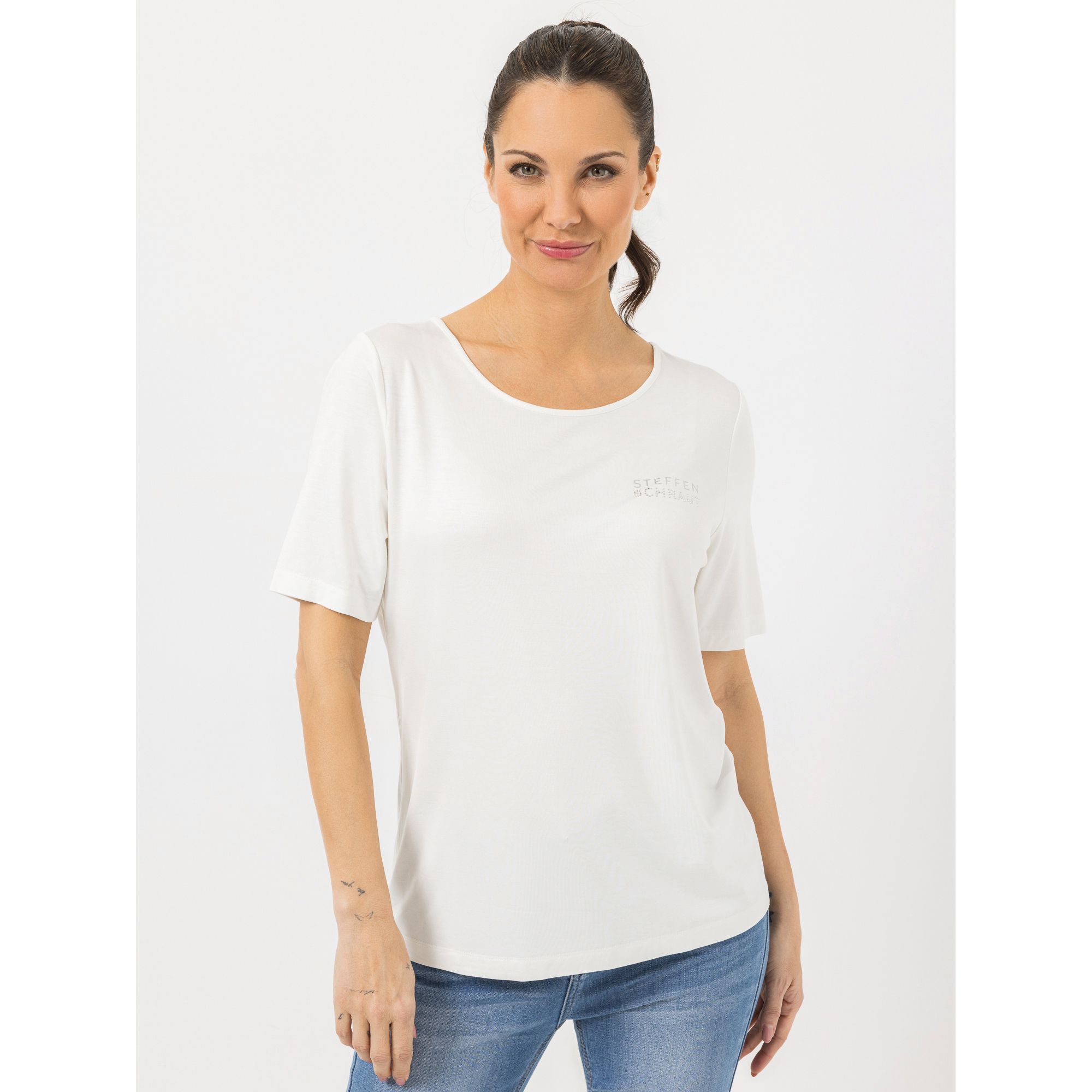 STEFFEN SCHRAUT Shirt Ibiza 1/2-Arm Strass-Detail mit ECOVERO Viskose figurumspielend