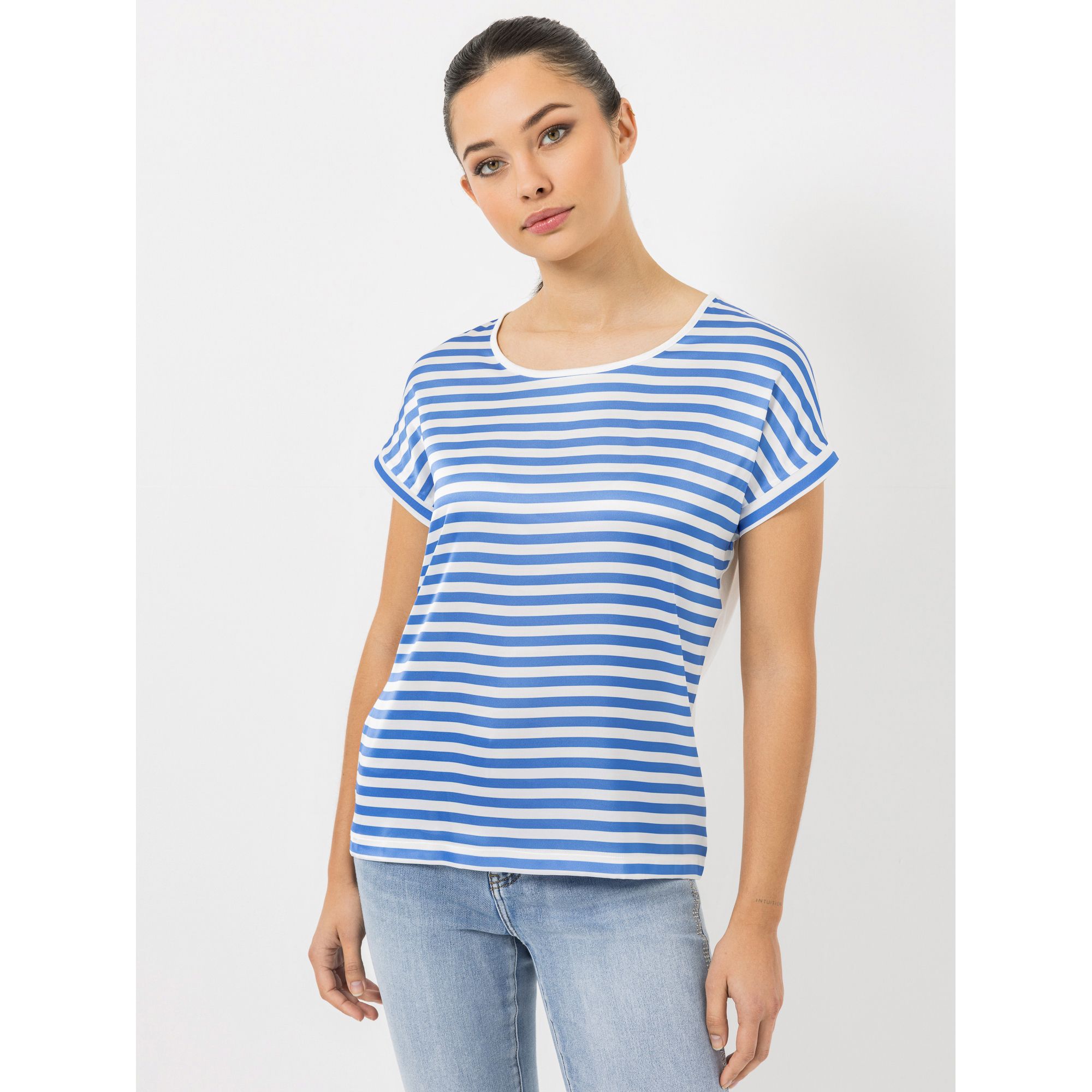 STEFFEN SCHRAUT Blusenshirt, Havanna Rundhalsausschnitt Materialmix leger weit