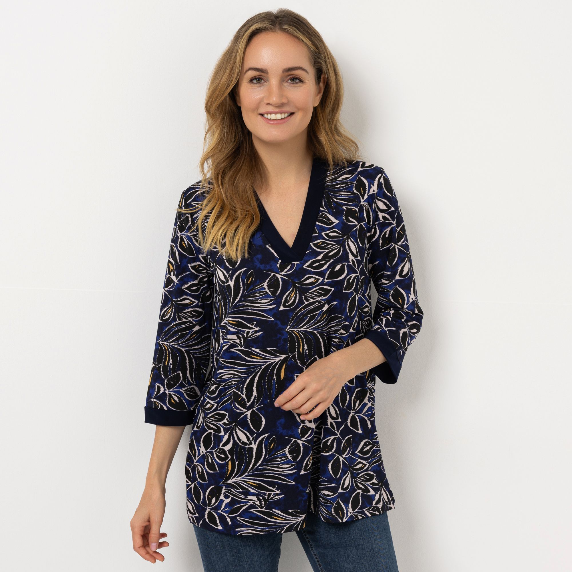 KIM & CO. Shirt, 3/4-Arm Brazil Knit Jersey V-Ausschnitt figurumspielend