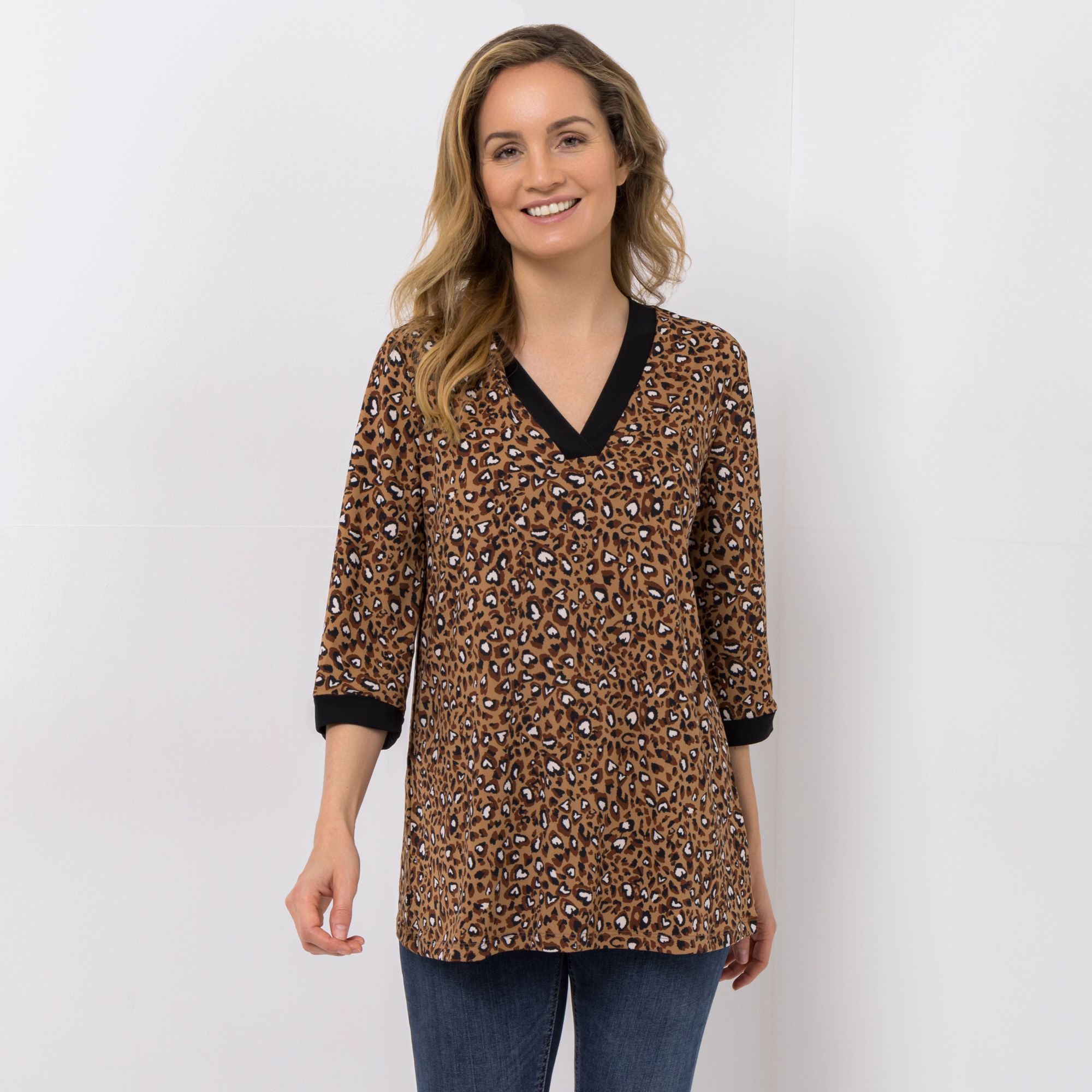 KIM & CO. Shirt, 3/4-Arm Brazil Knit Jersey V-Ausschnitt figurumspielend