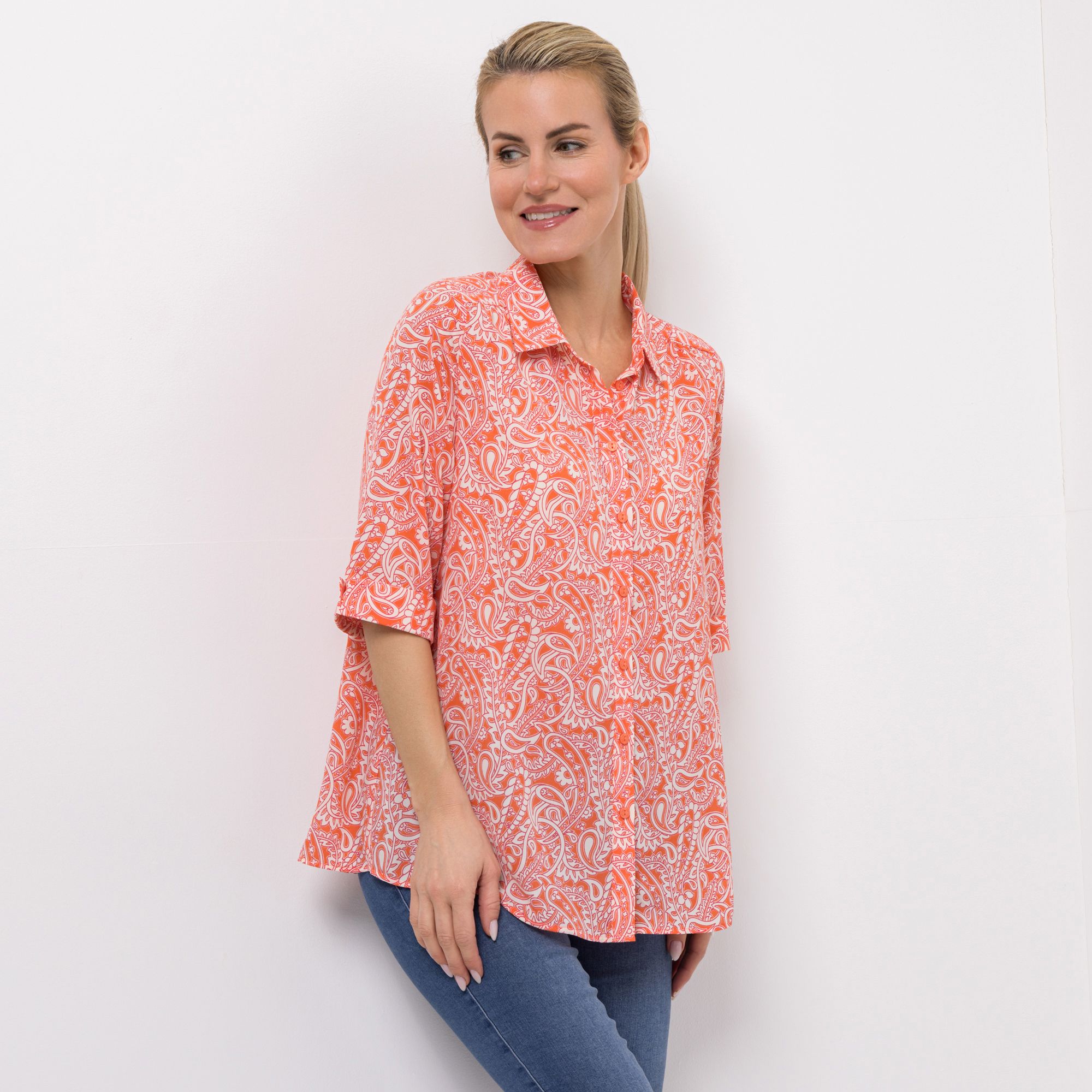 EVA LUTZ Bluse Luki Hemdblusenkragen Knopfleiste leger weit