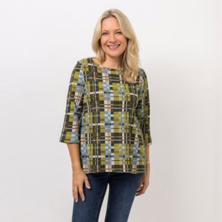 KIM & CO. Shirt, 3/4-Arm Crash Jersey Rundhalsausschnitt figurumspielend
