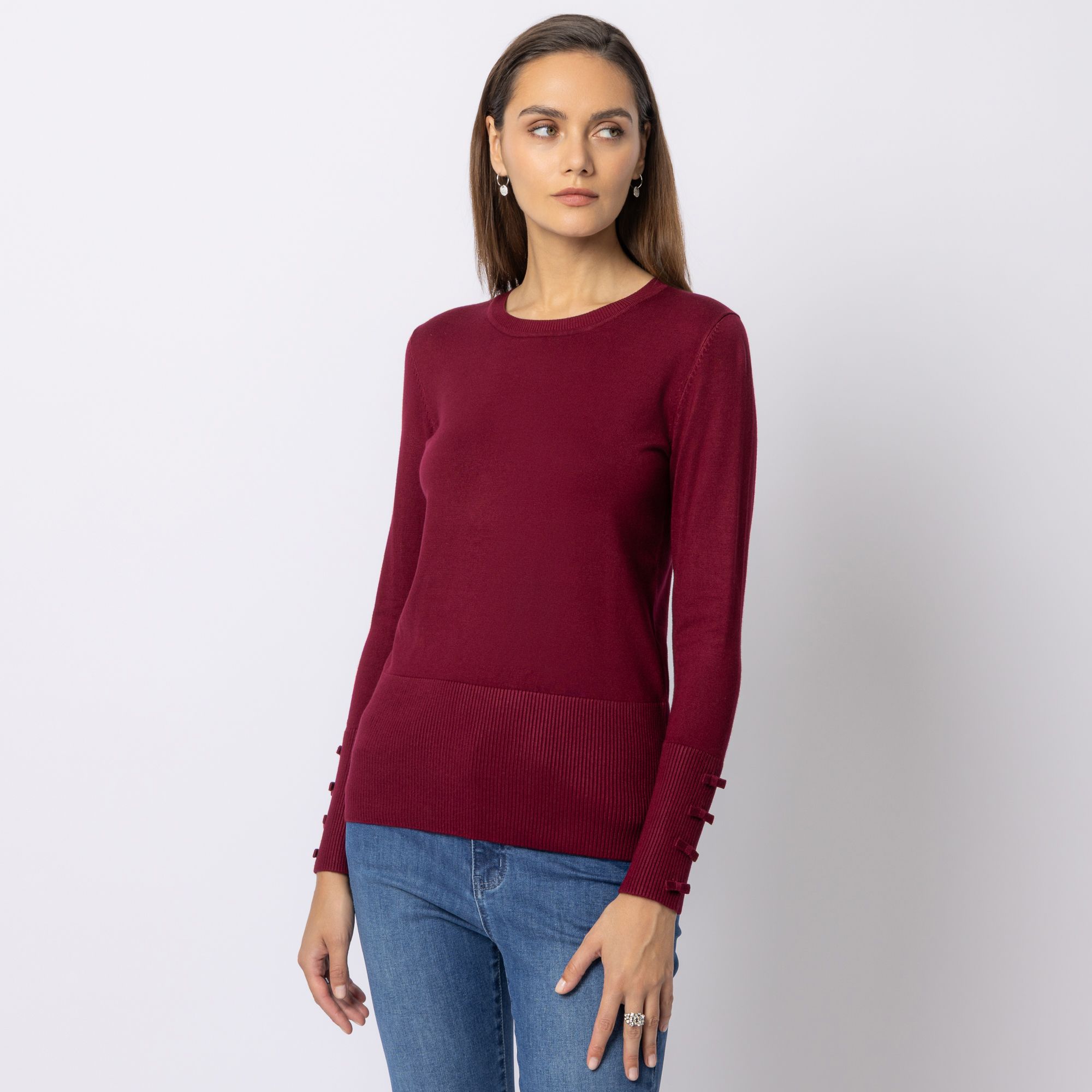 STEFFEN SCHRAUT Pullover Rundhalsausschnitt Schleifendetails figurbetont