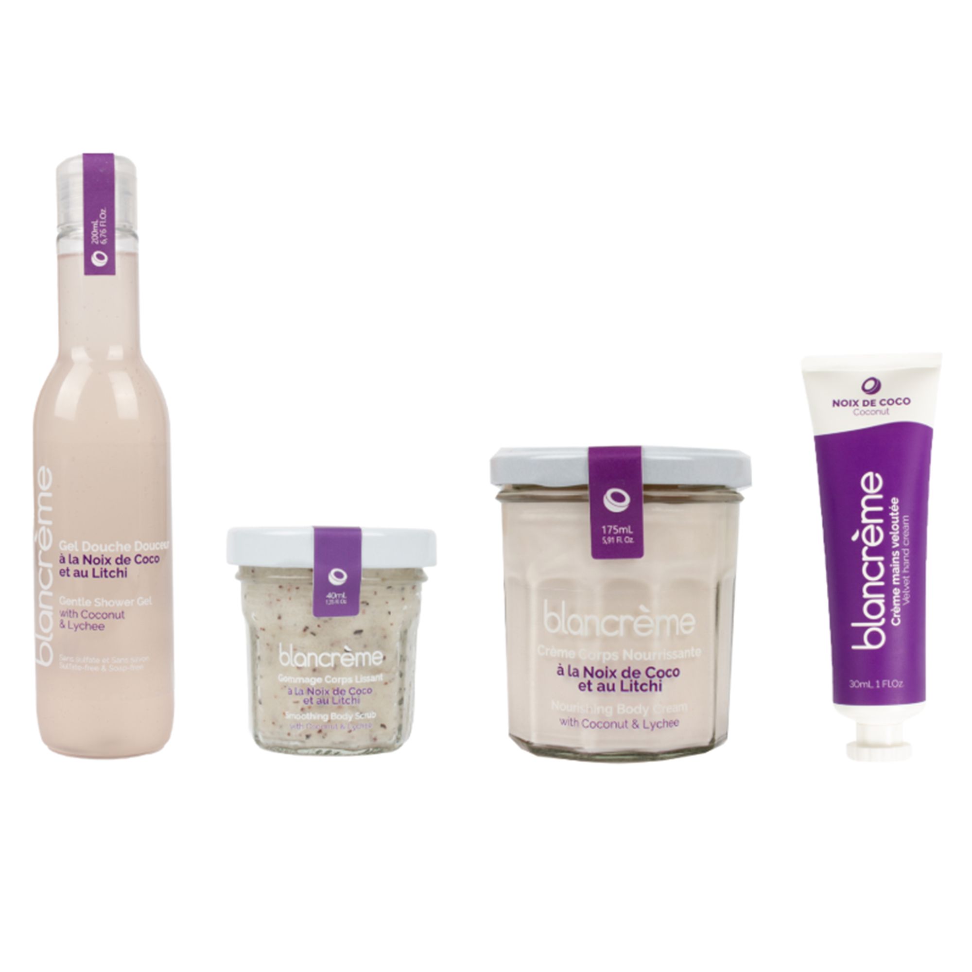 BLANCRÈME Duschgel 200ml Handcreme 30ml, Körpercreme 175ml, Peeling 40ml
