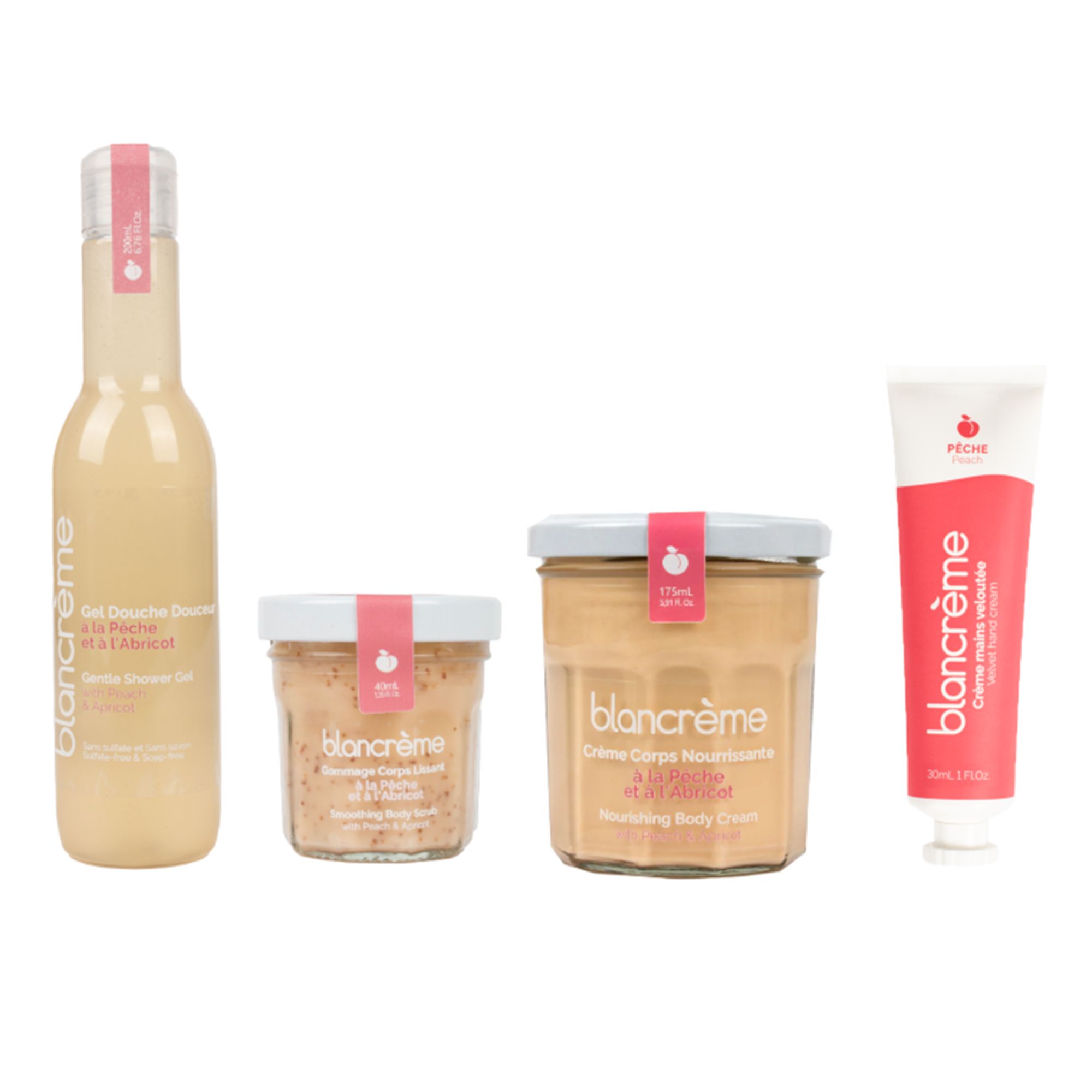 BLANCRÈME Duschgel 200ml Handcreme 30ml, Körpercreme 175ml, Peeling 40ml